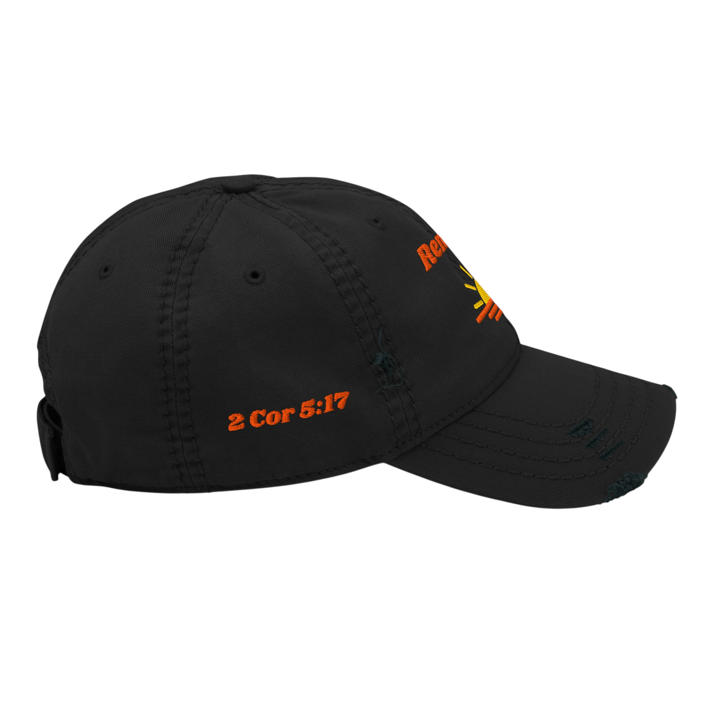 Renewed Distressed Dad Hat - Black, right side