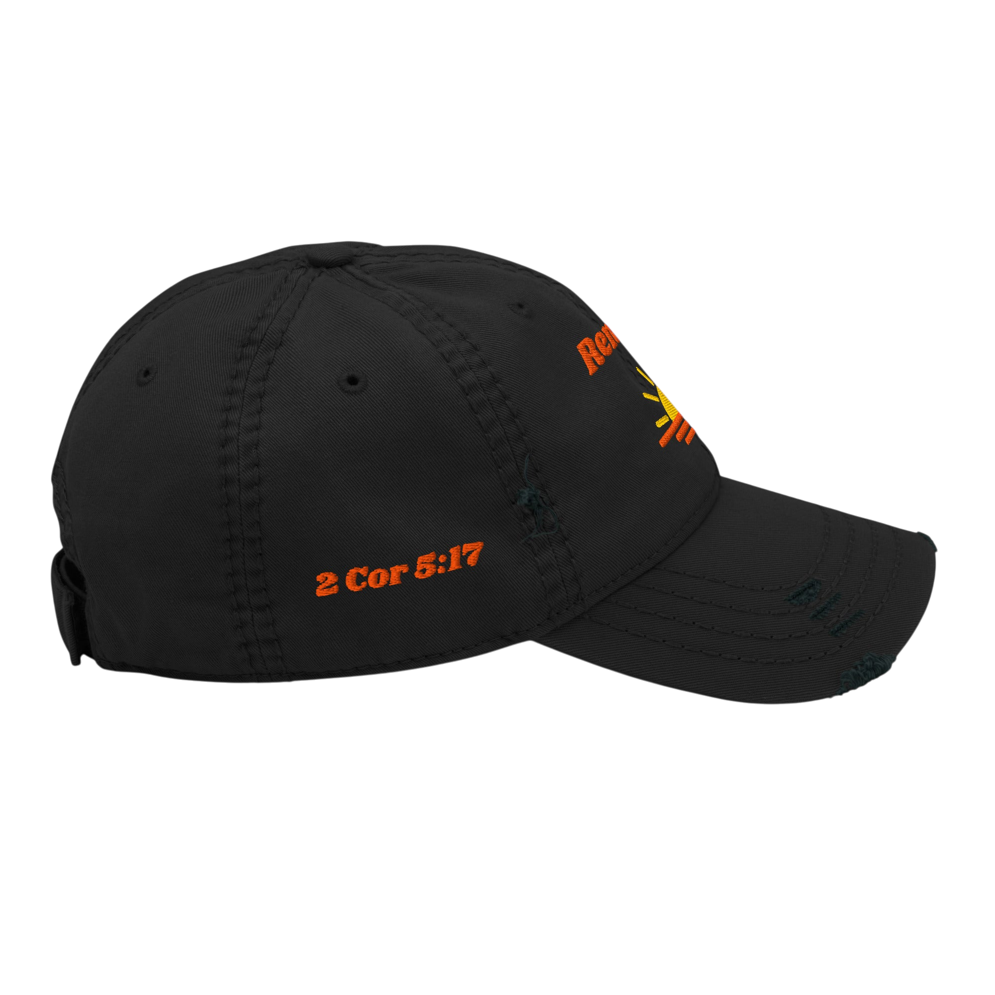 Renewed Distressed Dad Hat - Black, right side