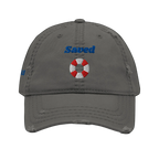 Saved Distressed Dad Hat - Charcoal Grey, front