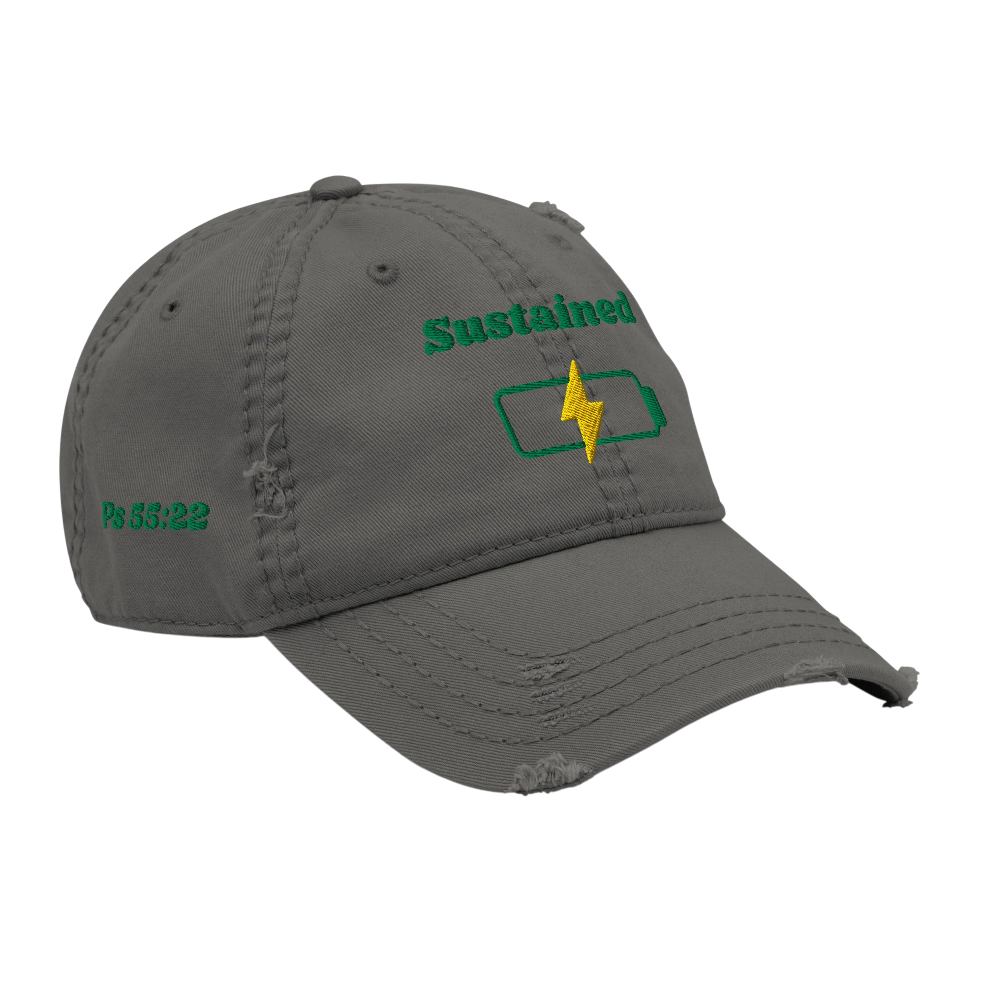 Sustained Distressed Dad Hat - Charcoal Grey, right front