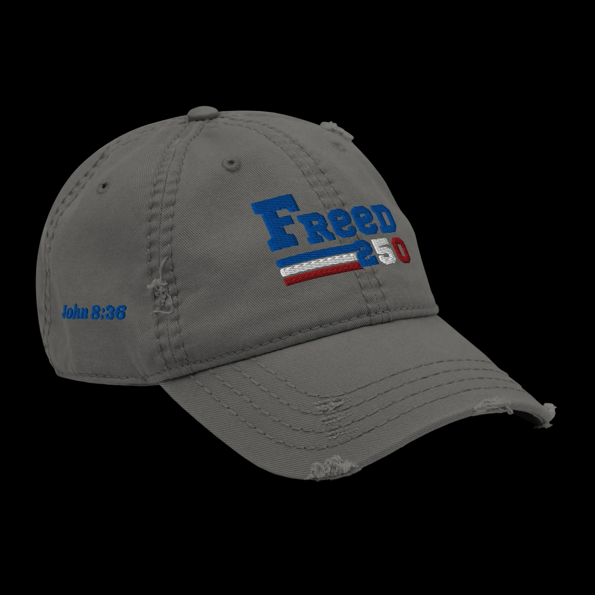 Freed Distressed Dad Hat - Charcoal Grey, right front