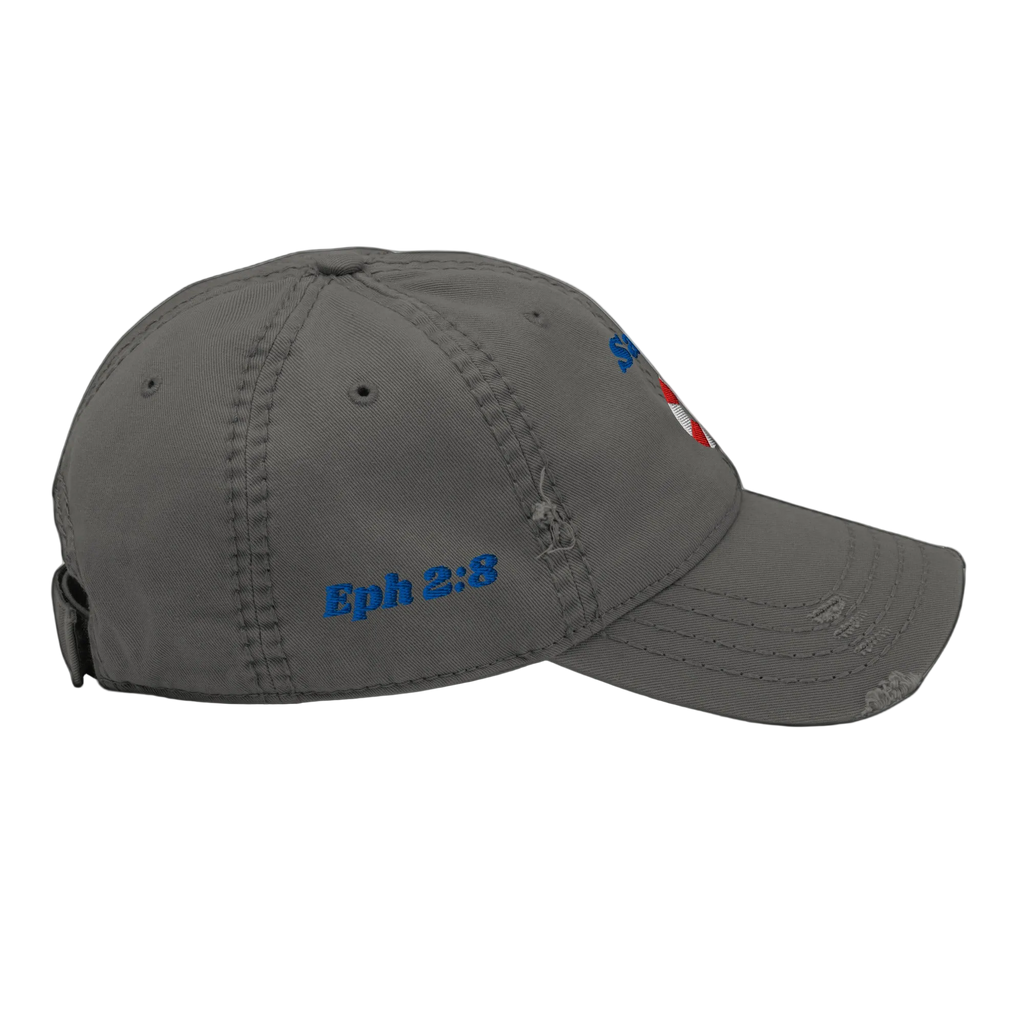 Saved Distressed Dad Hat - Charcoal Grey, right side