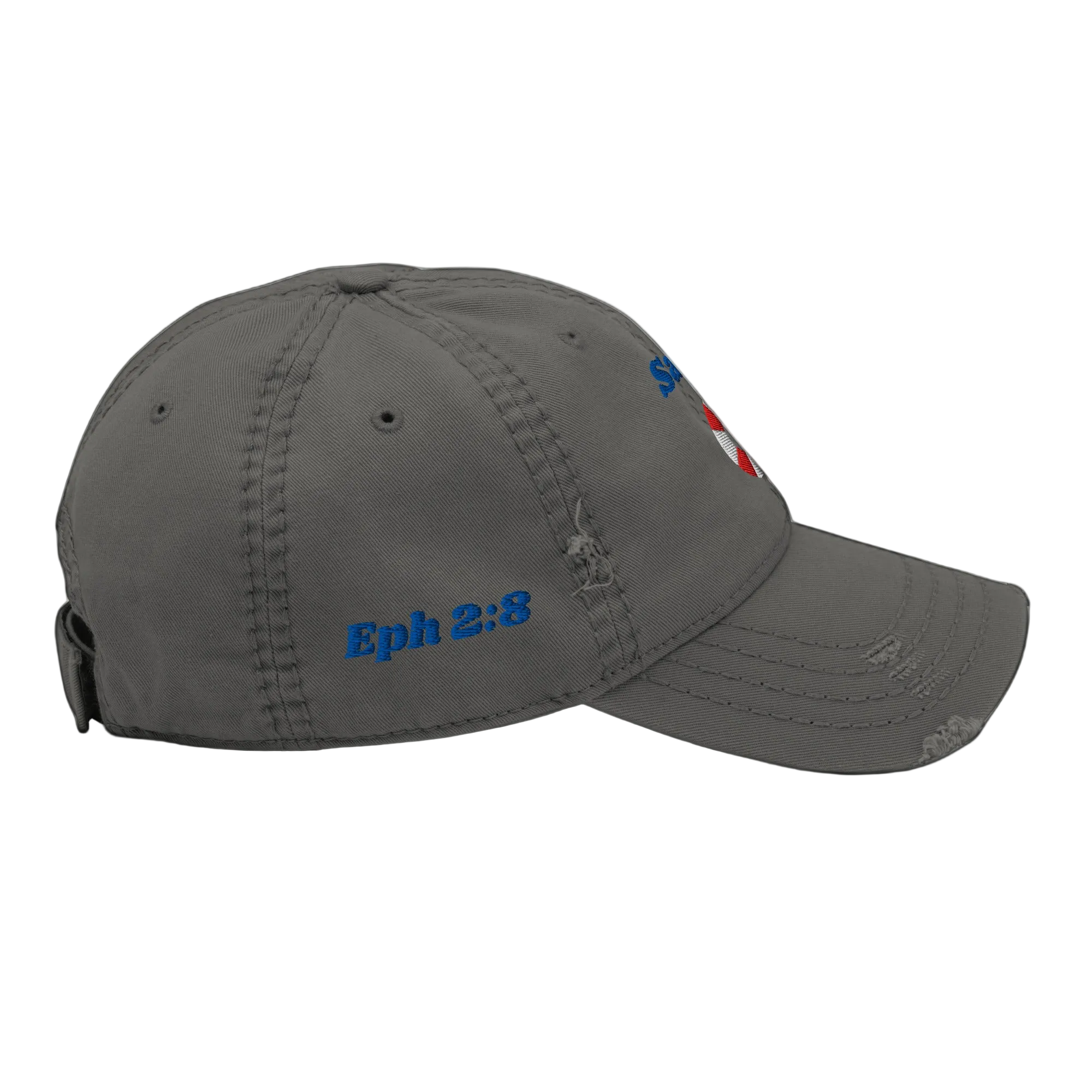 Saved Distressed Dad Hat - Charcoal Grey, right side