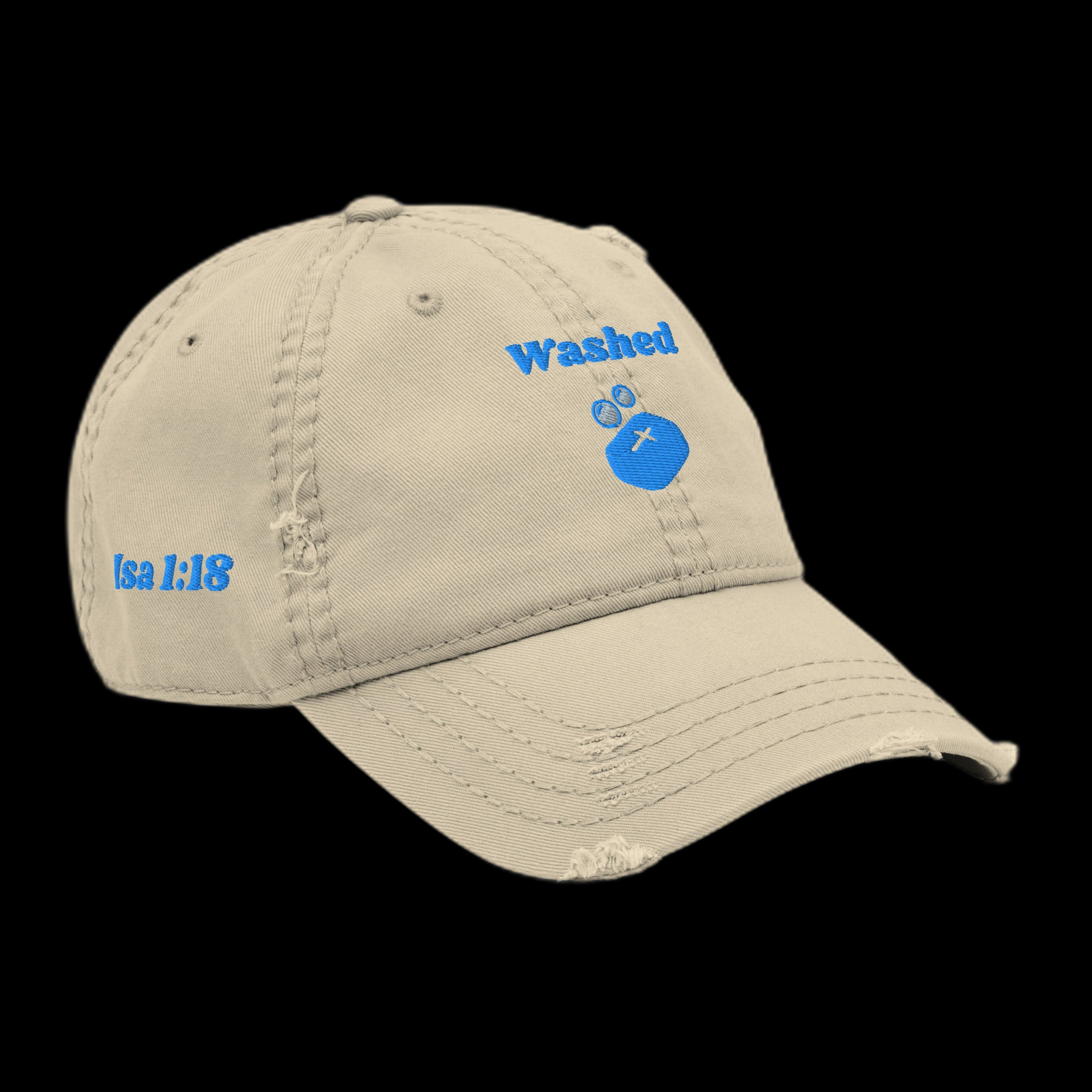 Washed Distressed Dad Hat - Khaki, right front