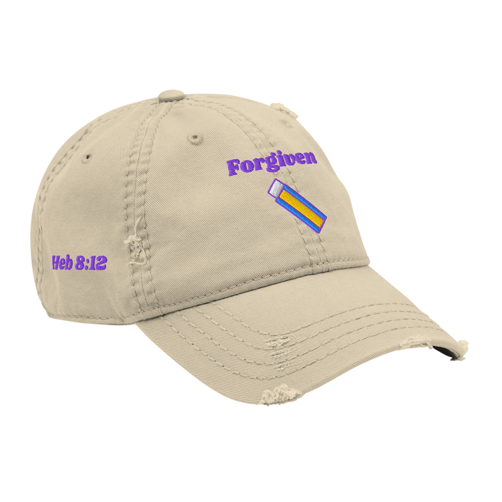 Forgiven Distressed Dad Hat - Khaki, right front