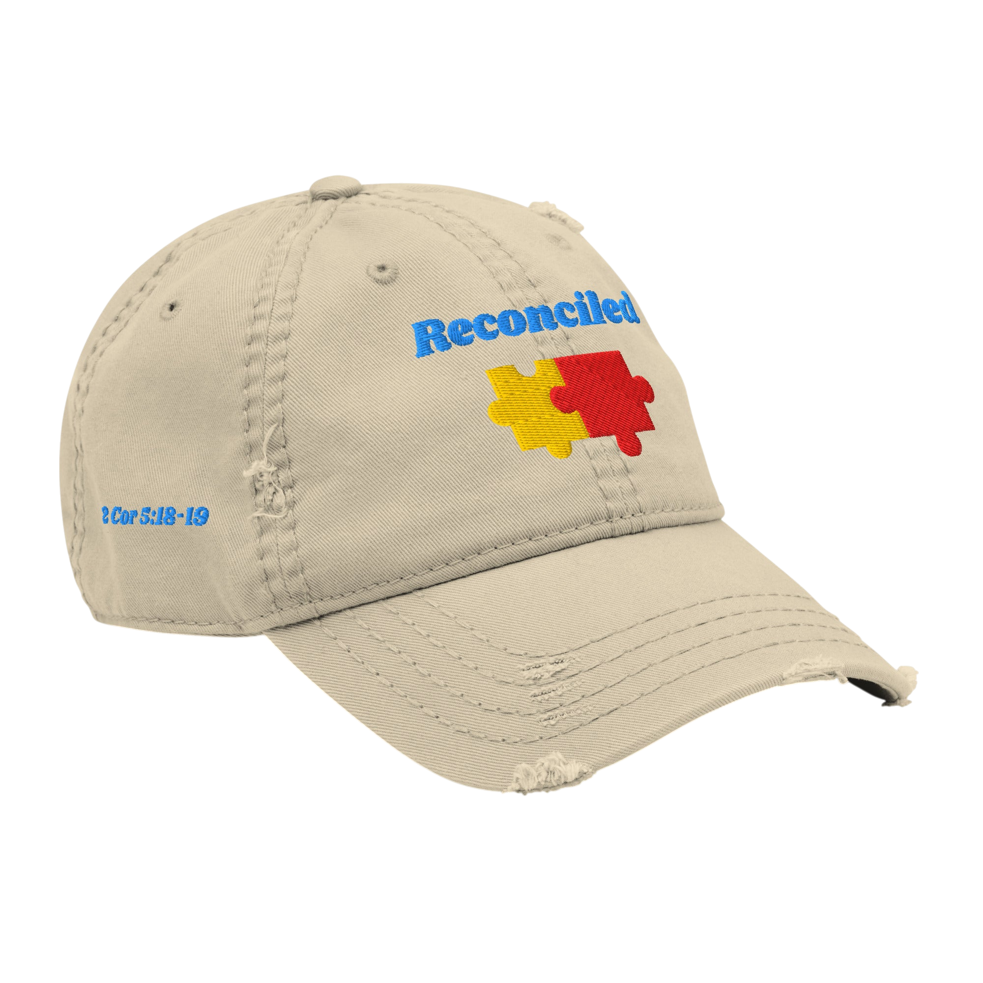 Reconciled Distressed Dad Hat - Khaki, right front