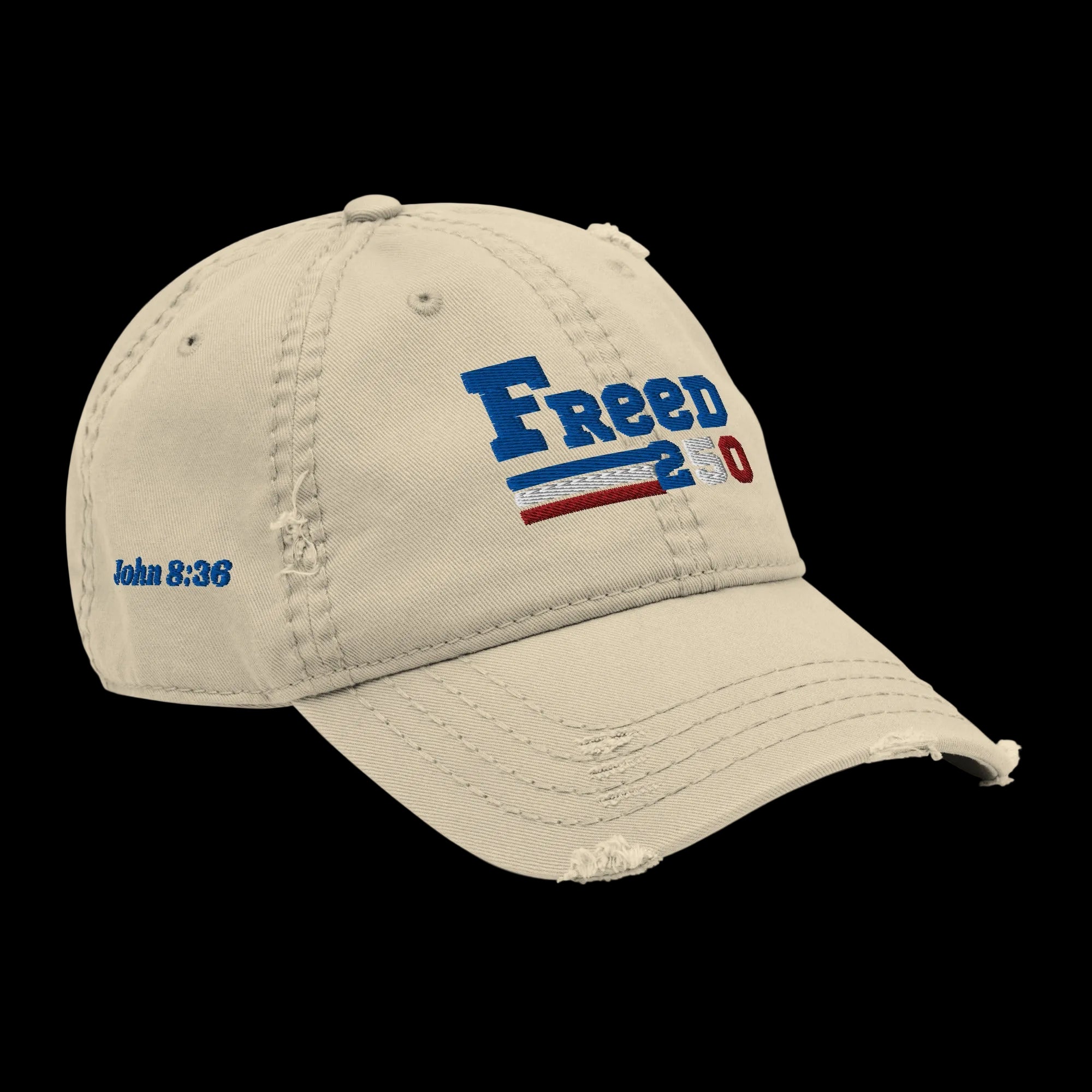 Freed Distressed Dad Hat - Khaki, right front