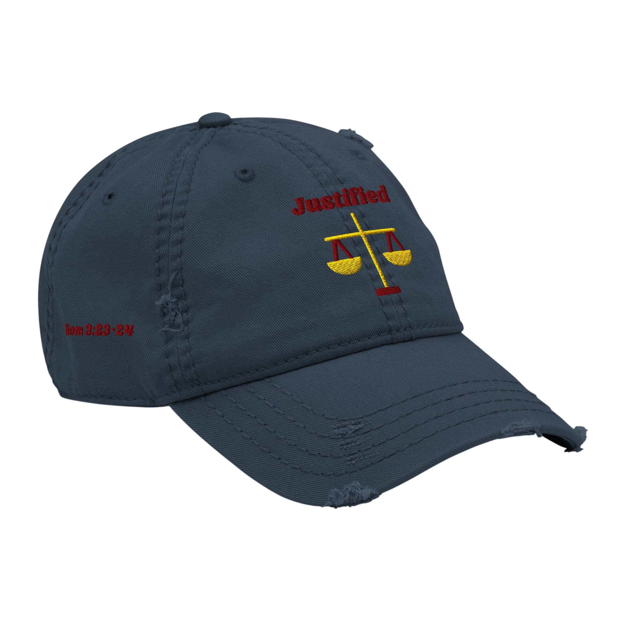 Justified Distressed Dad Hat - Navy, right front