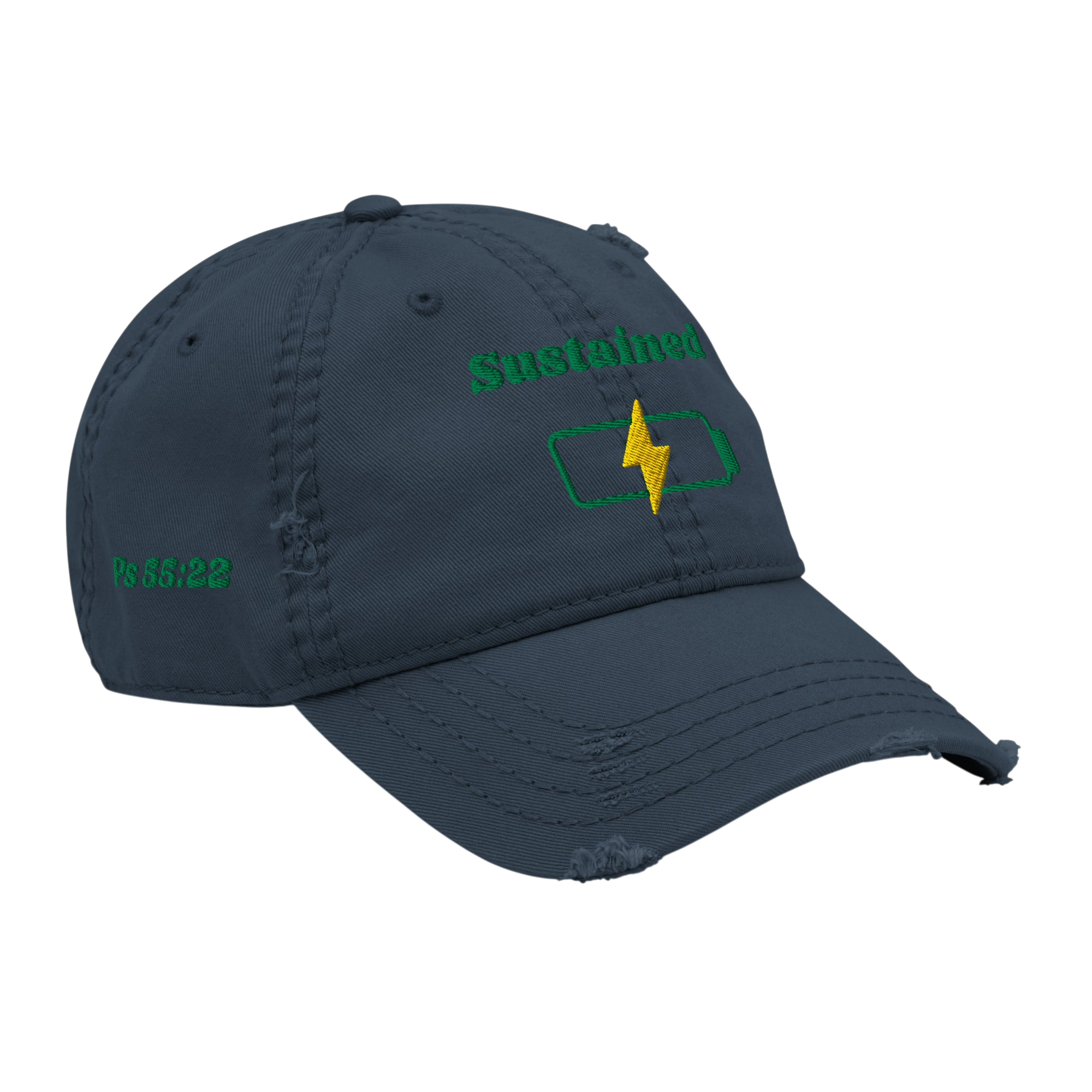 Sustained Distressed Dad Hat - Navy, right front