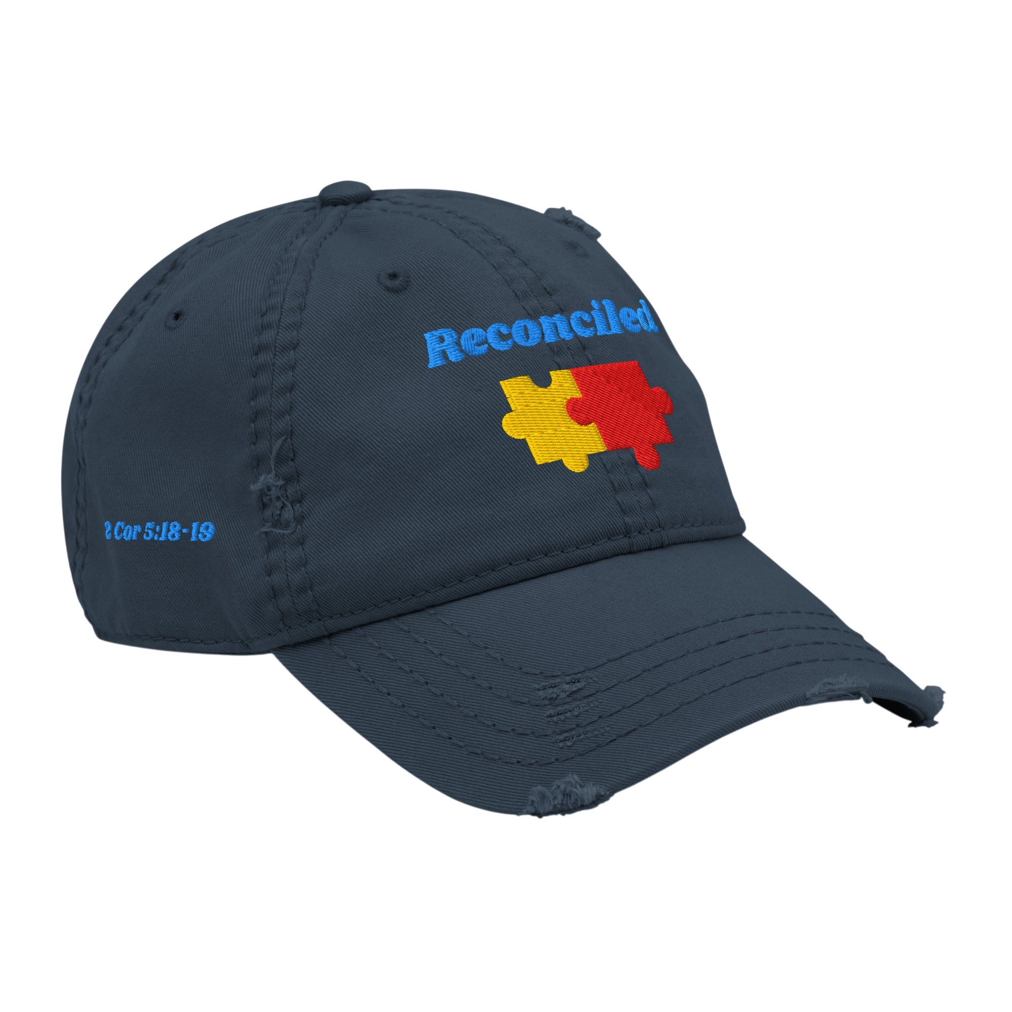 Reconciled Distressed Dad Hat - Navy, right front