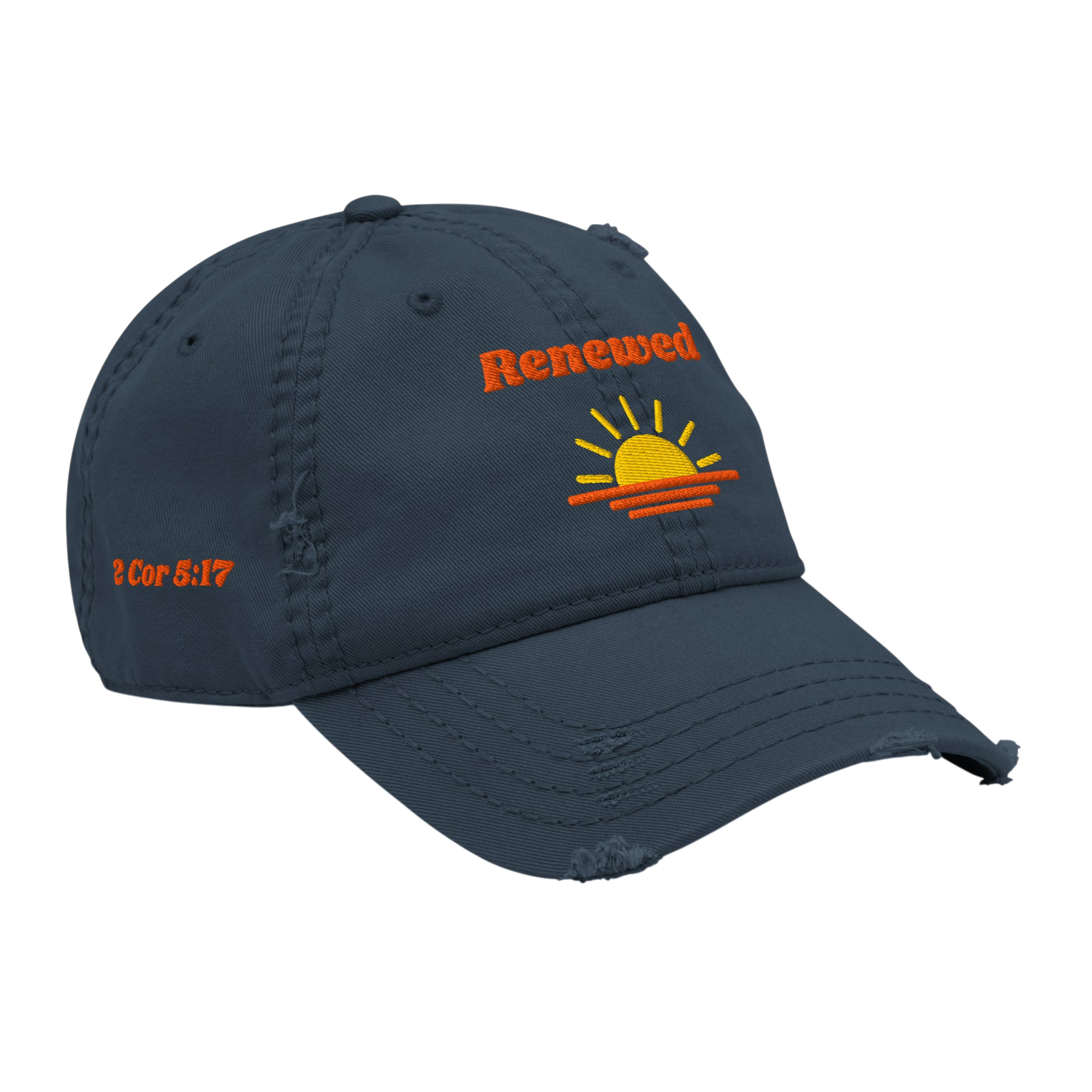 Renewed Distressed Dad Hat - Navy, right front