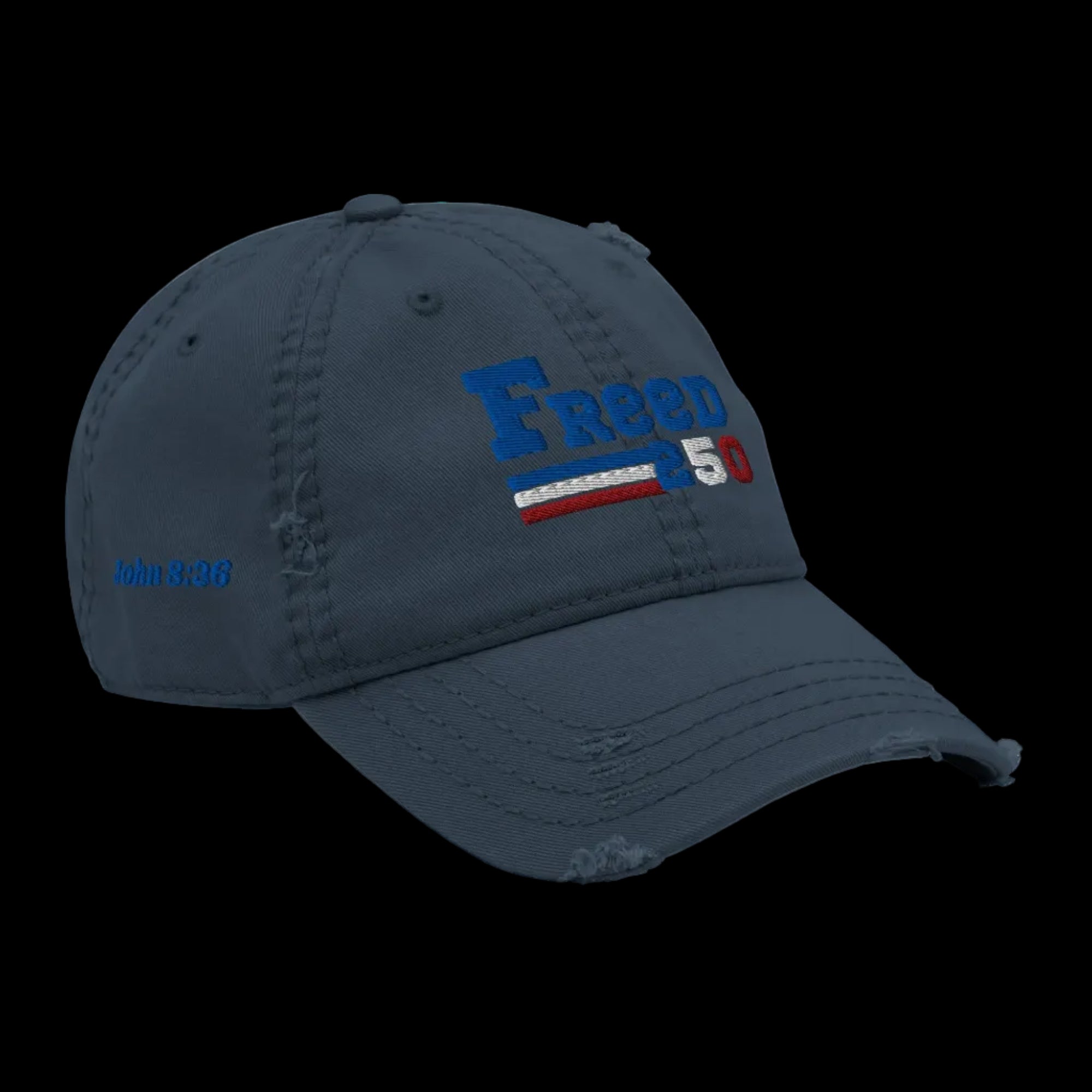 Freed Distressed Dad Hat - Navy, right front