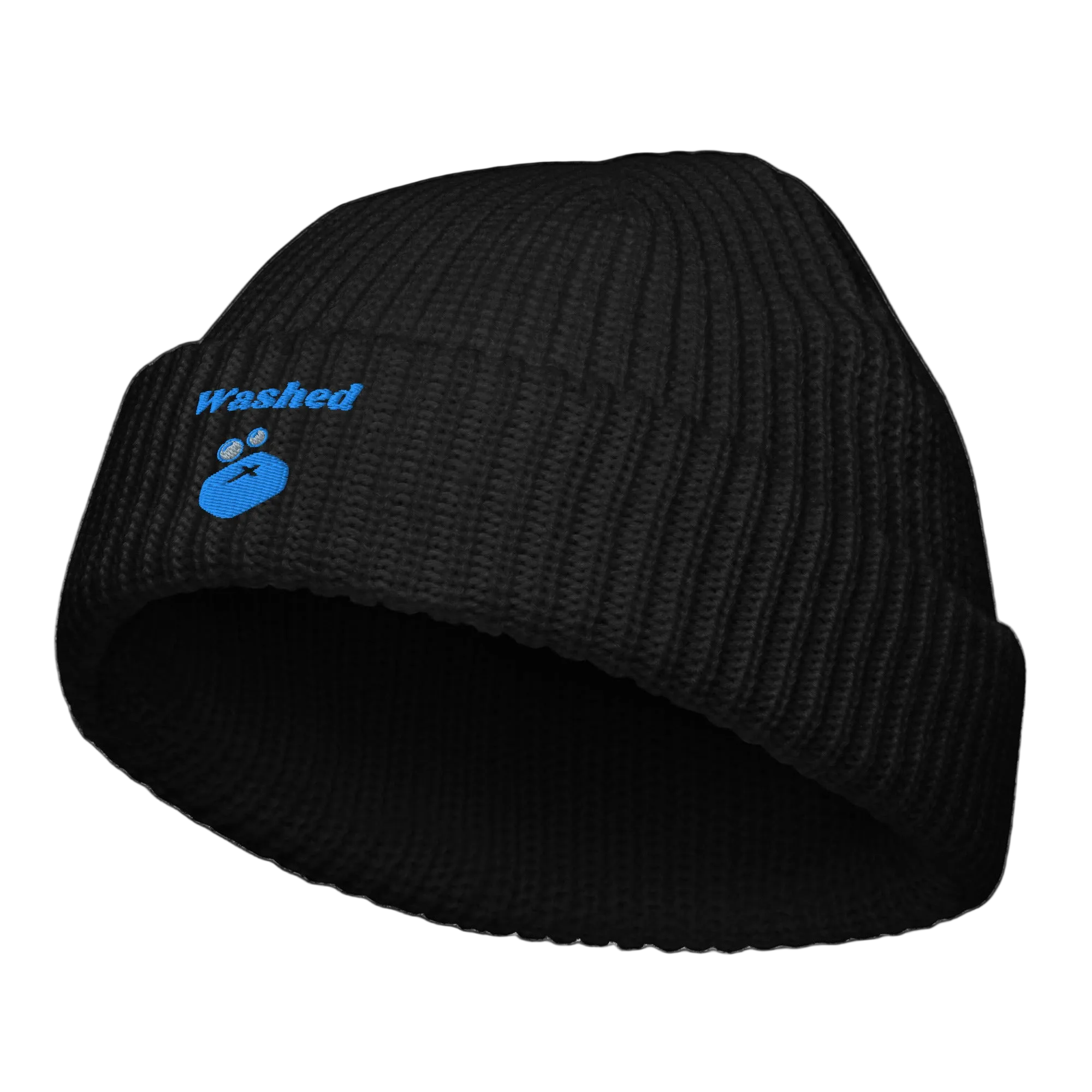 Washed Fisherman beanie - Black, front