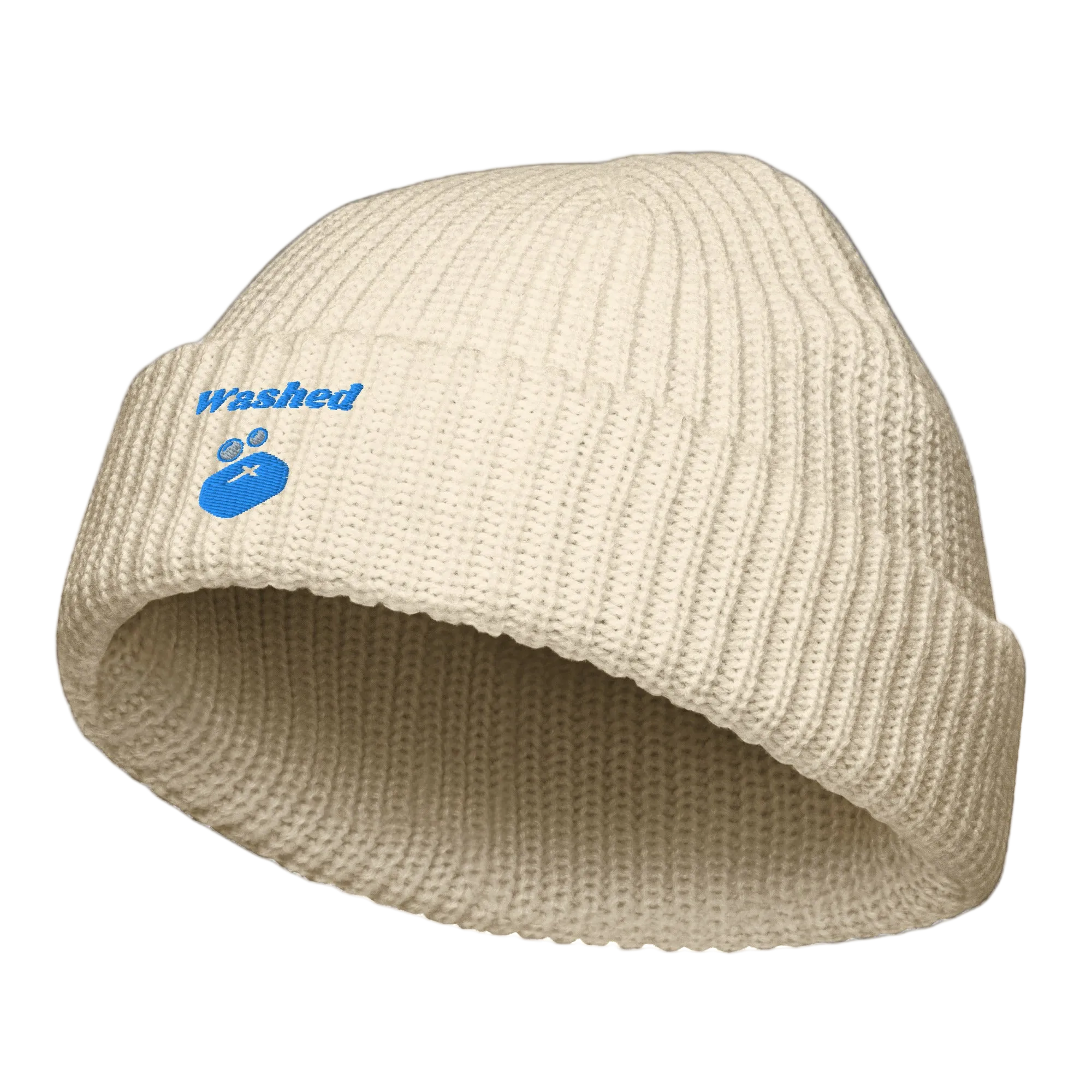 Washed Fisherman beanie - Ecru, front