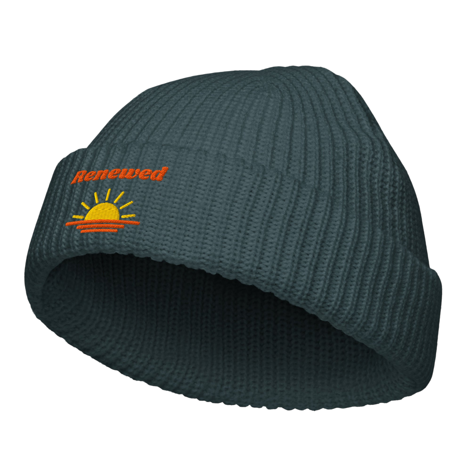 Renewed Fisherman beanie - Petrol Blue, front