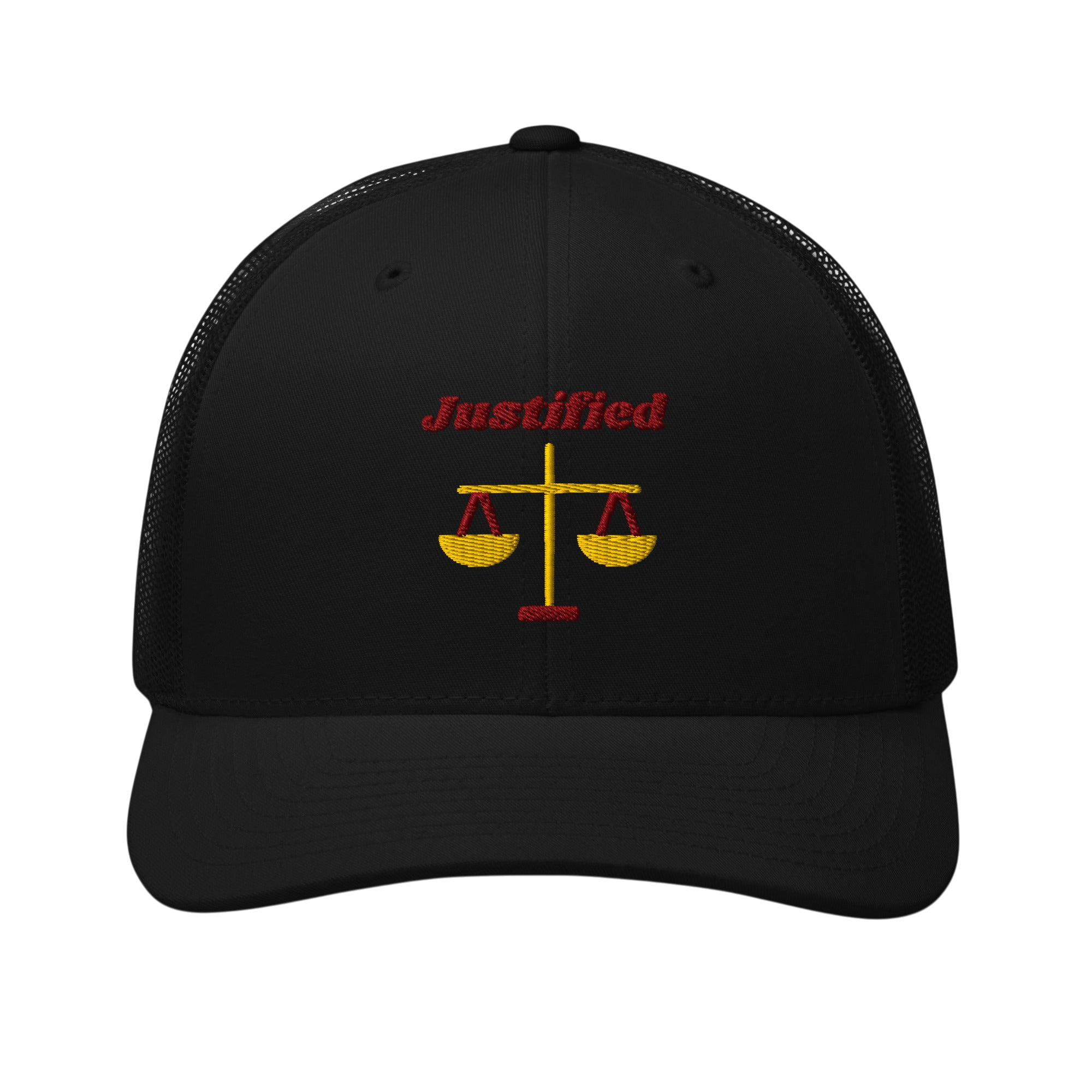 Justified Retro Trucker Hat - Black, front