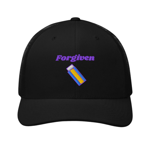 Forgiven Retro Trucker Hat - Black, front