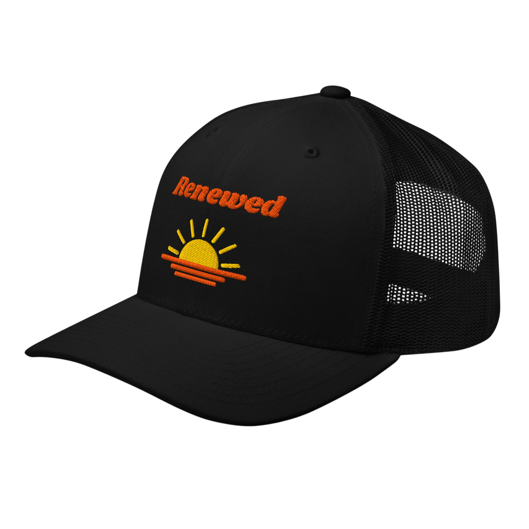 Renewed Retro Trucker Hat - Black, left front