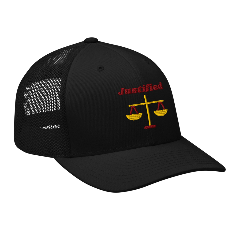 Justified Retro Trucker Hat - Black, right front