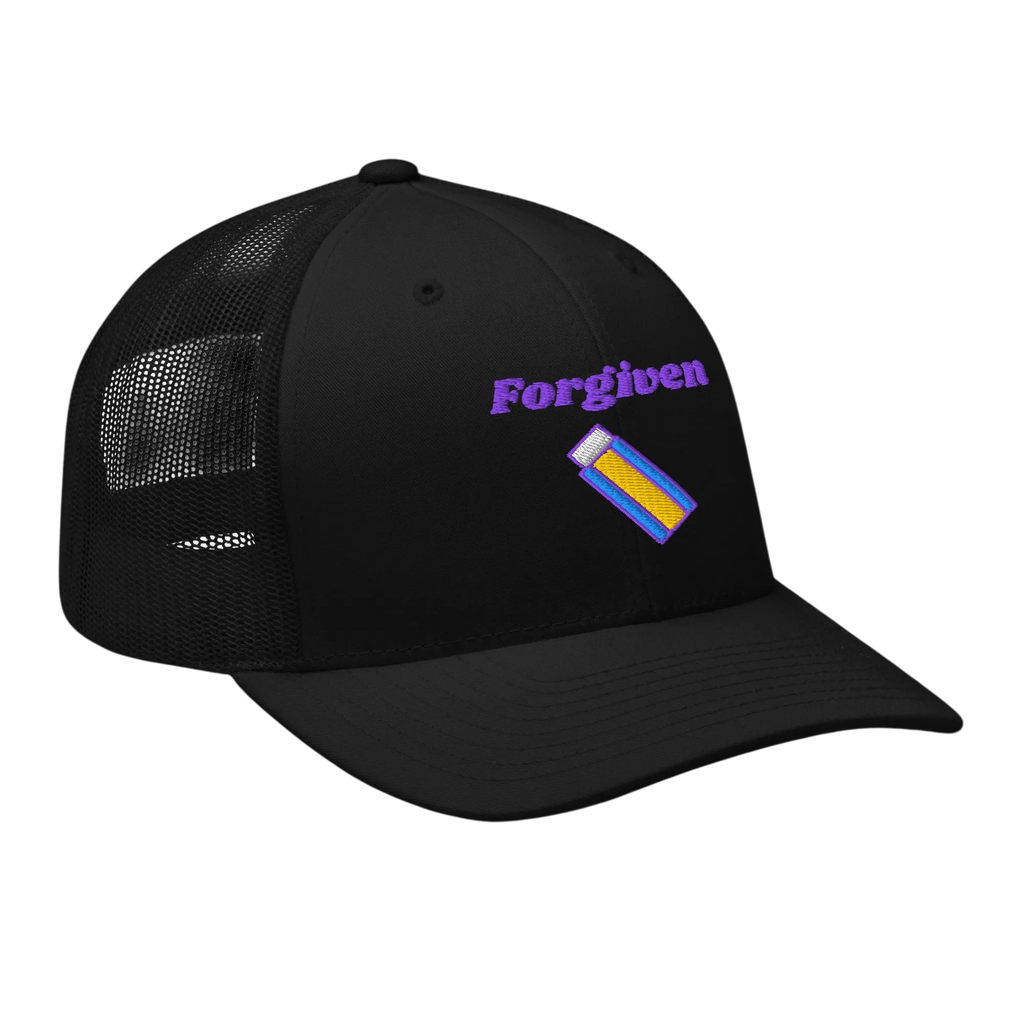 Forgiven Retro Trucker Hat - Black, right front