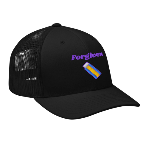 Forgiven Retro Trucker Hat - Black, right front