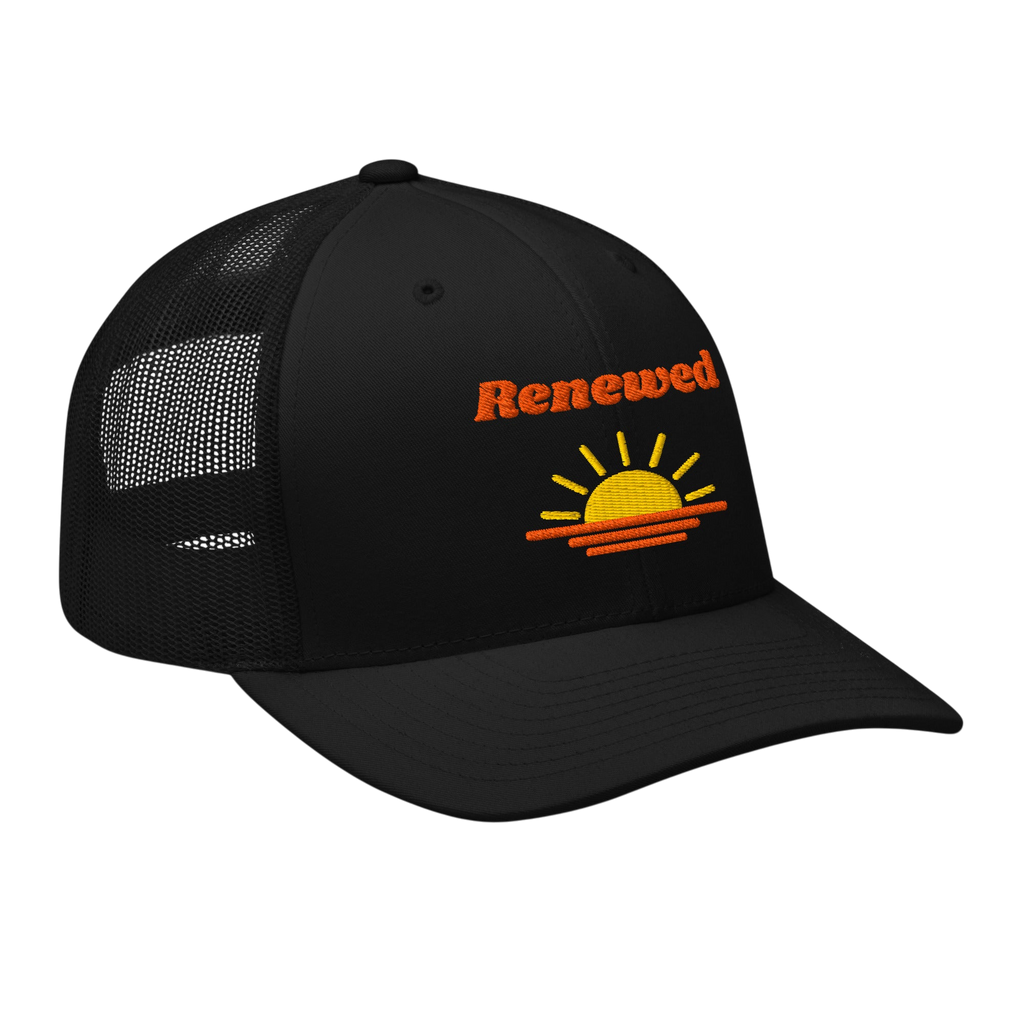 Renewed Retro Trucker Hat - Black, right front