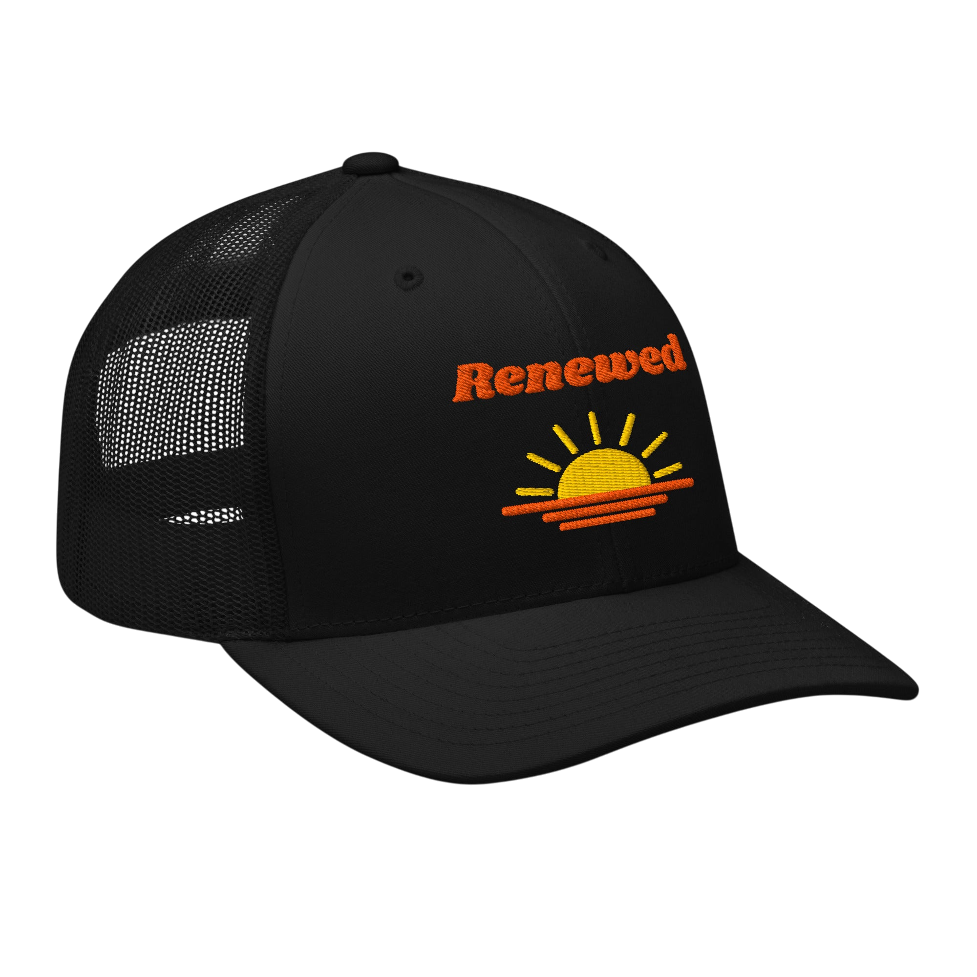 Renewed Retro Trucker Hat - Black, right front