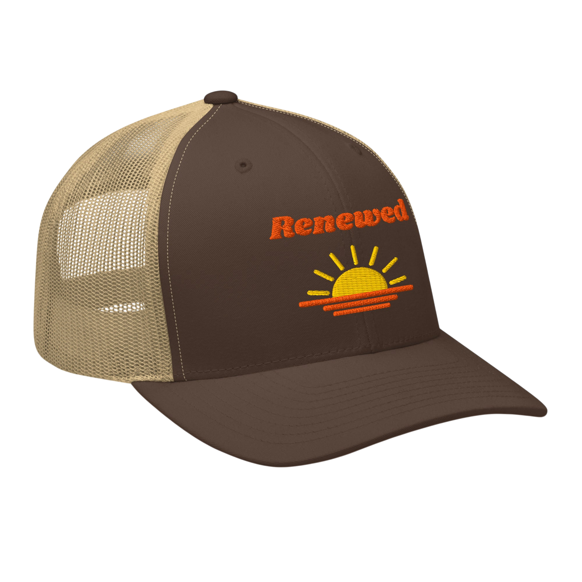 Renewed Retro Trucker Hat - Brown Khaki, right front