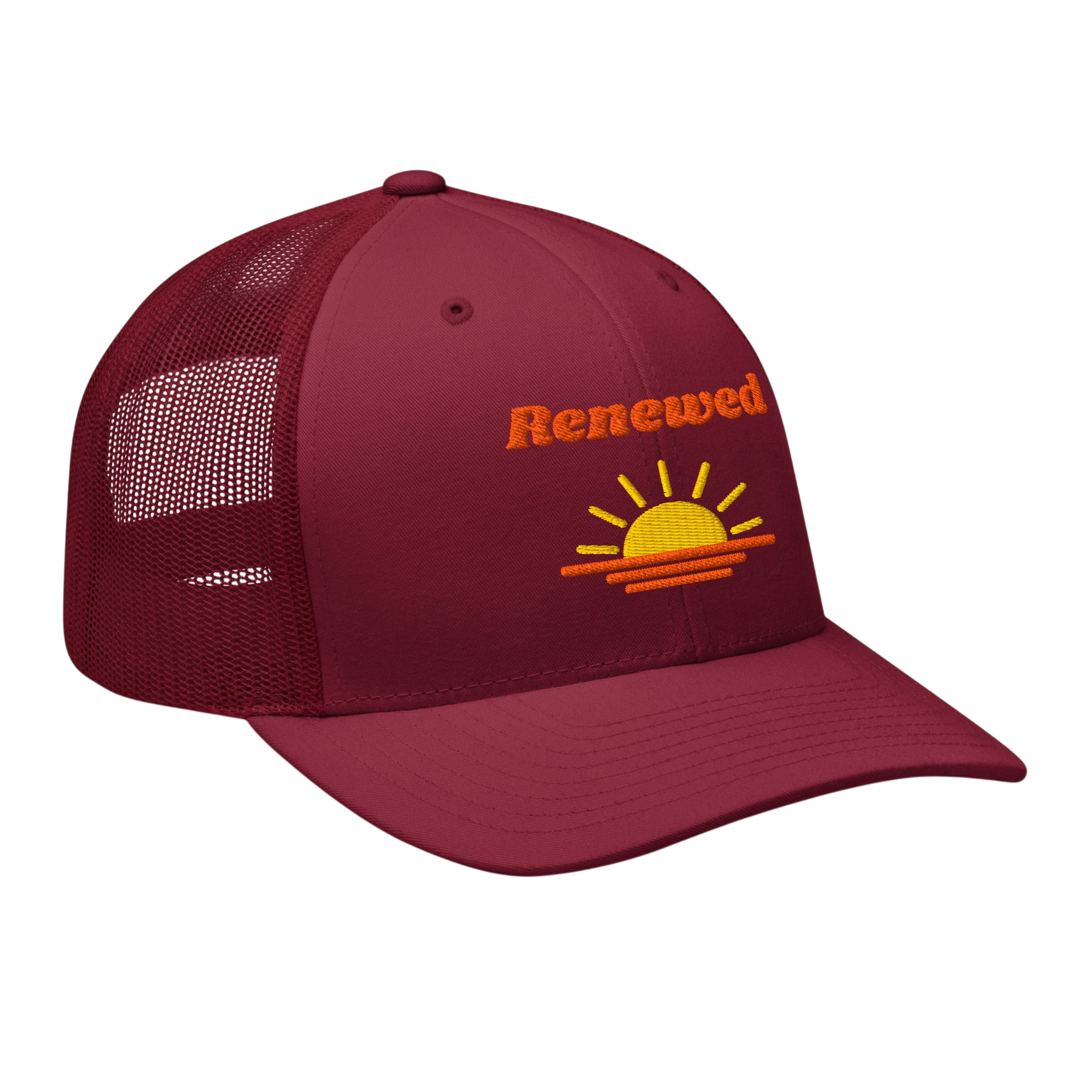Renewed Retro Trucker Hat - Cranberry, right front