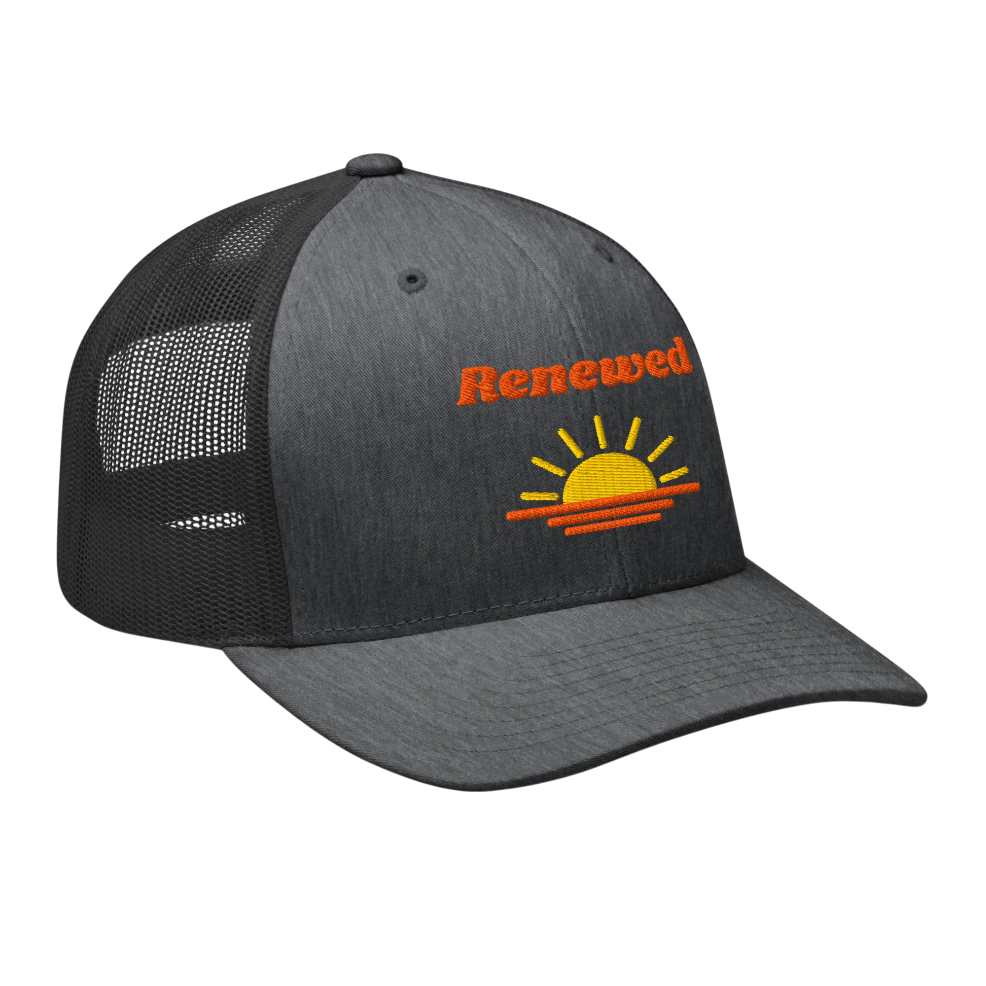 Renewed Retro Trucker Hat - Dark Heather Gray, right front