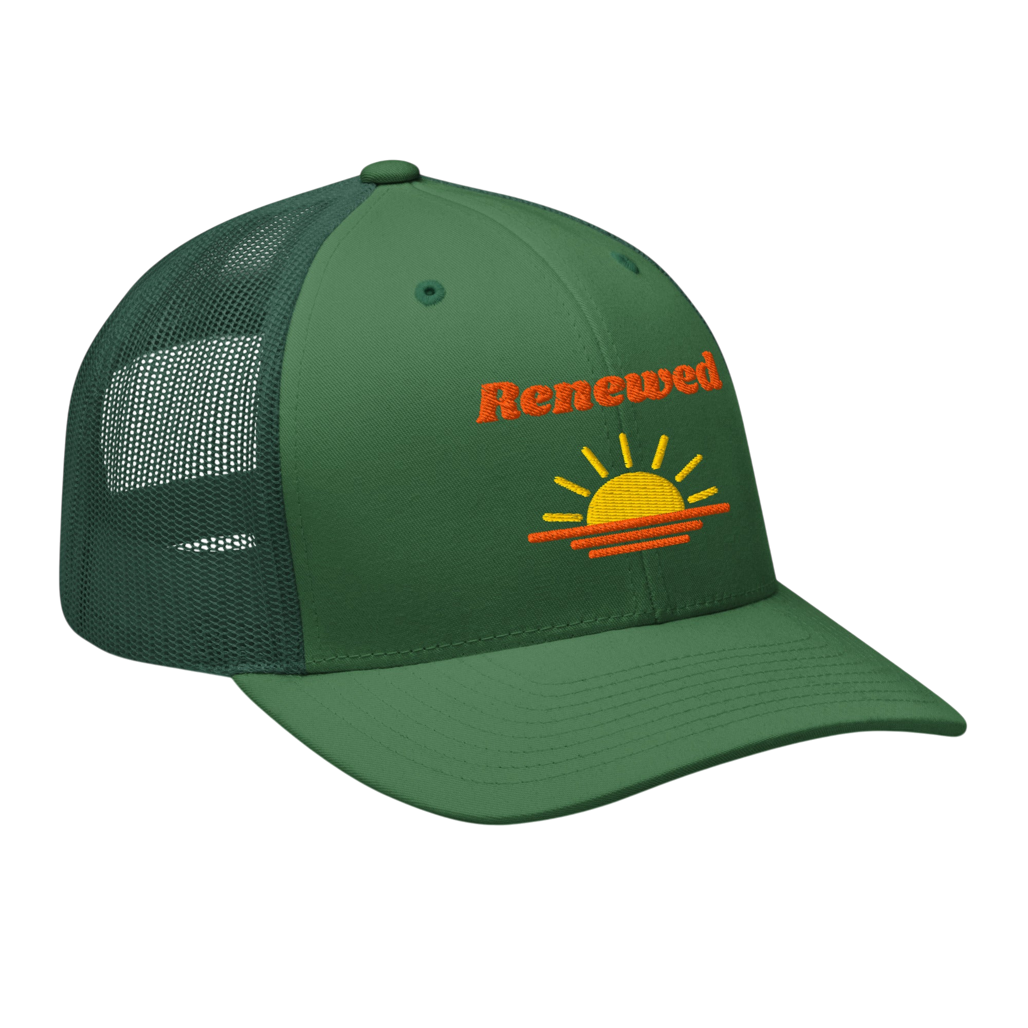 Renewed Retro Trucker Hat - Evergreen, right front