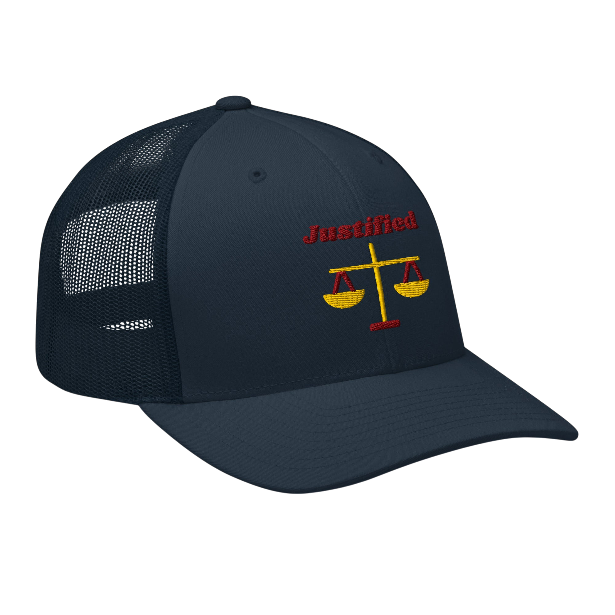 Justified Retro Trucker Hat - Navy, right front