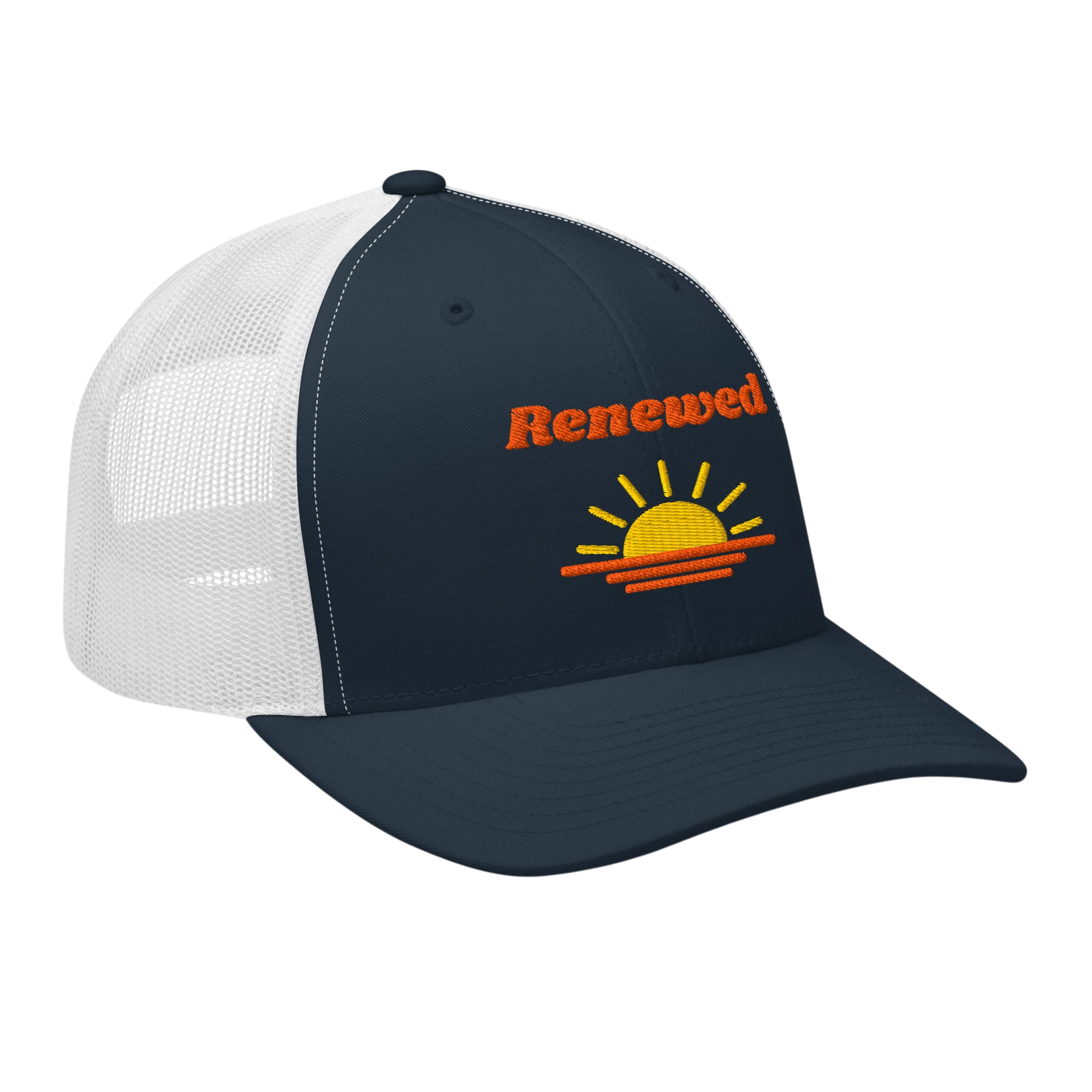 Renewed Retro Trucker Hat - Navy White, right front