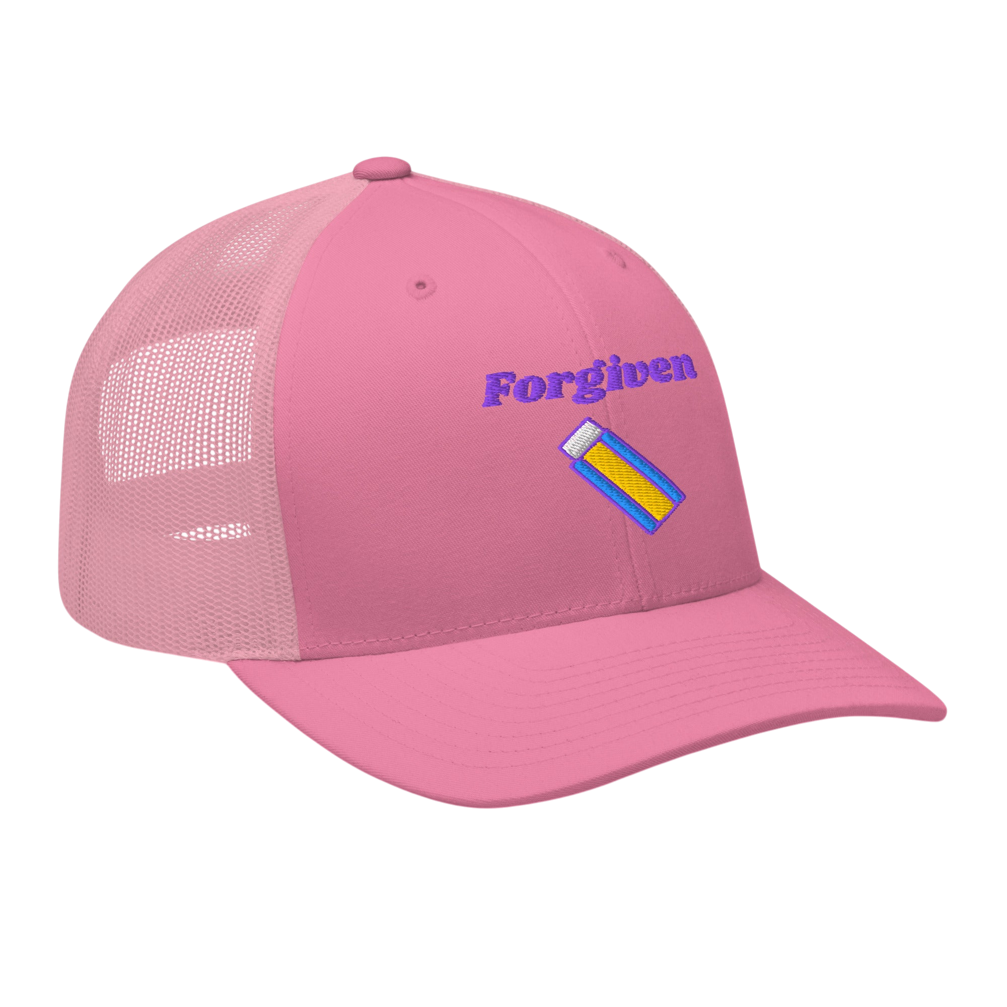 Forgiven Retro Trucker Hat - Pink, right front