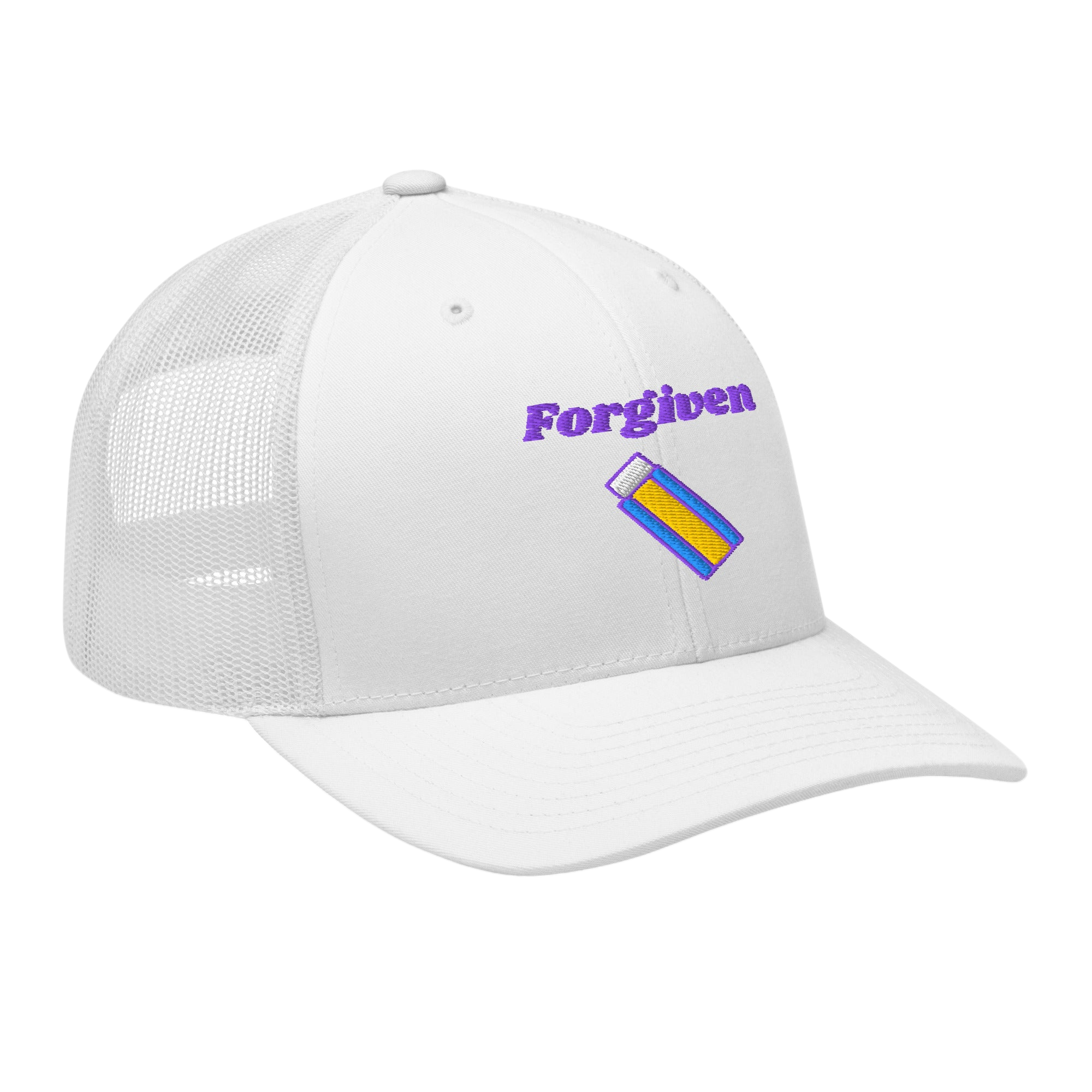 Forgiven Retro Trucker Hat - White, right front