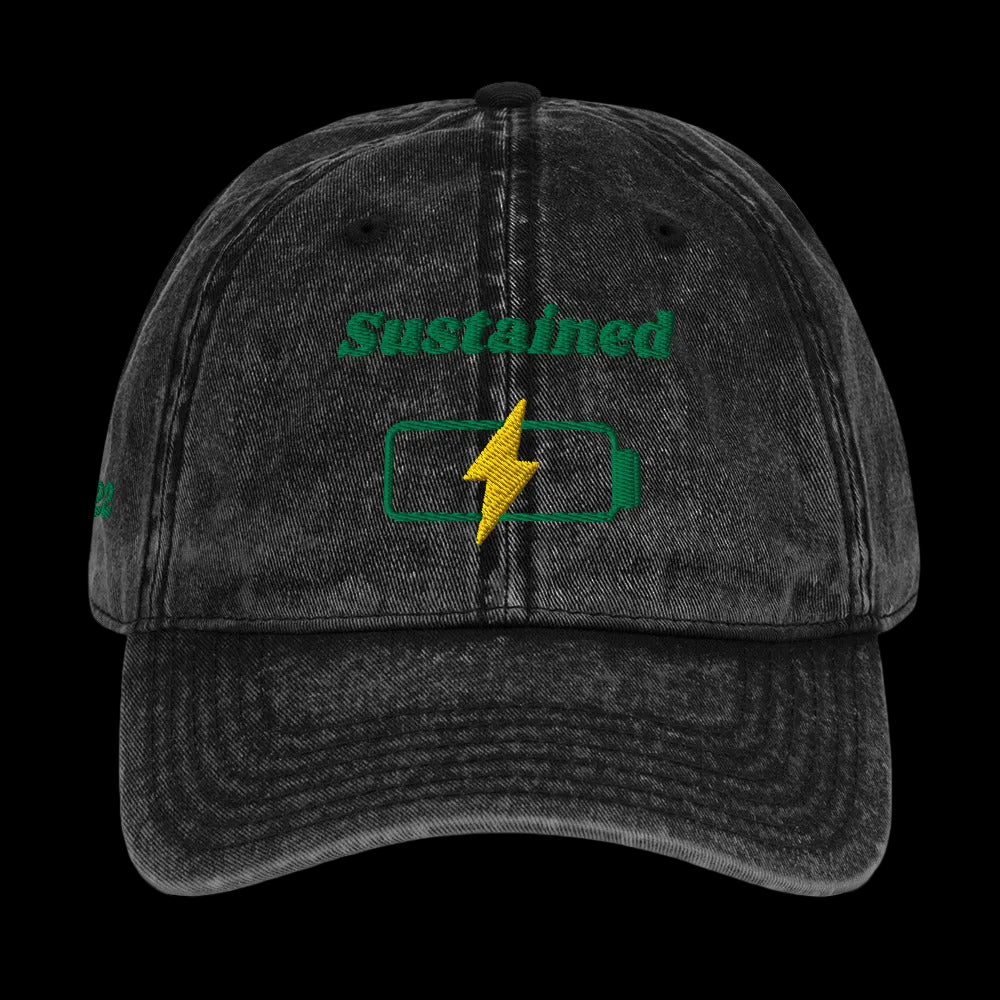 Sustained Vintage Dad Cap - Black, front