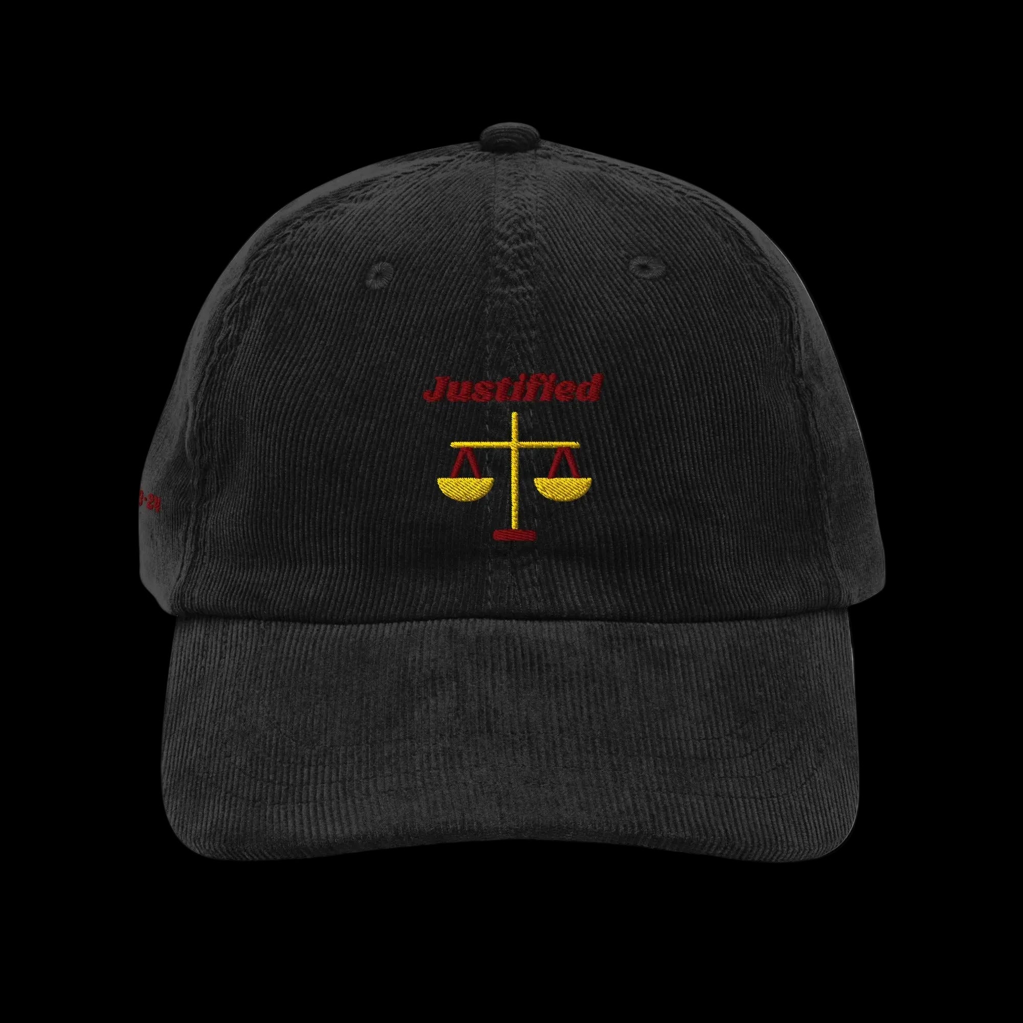 Justified Vintage corduroy cap - Black, front
