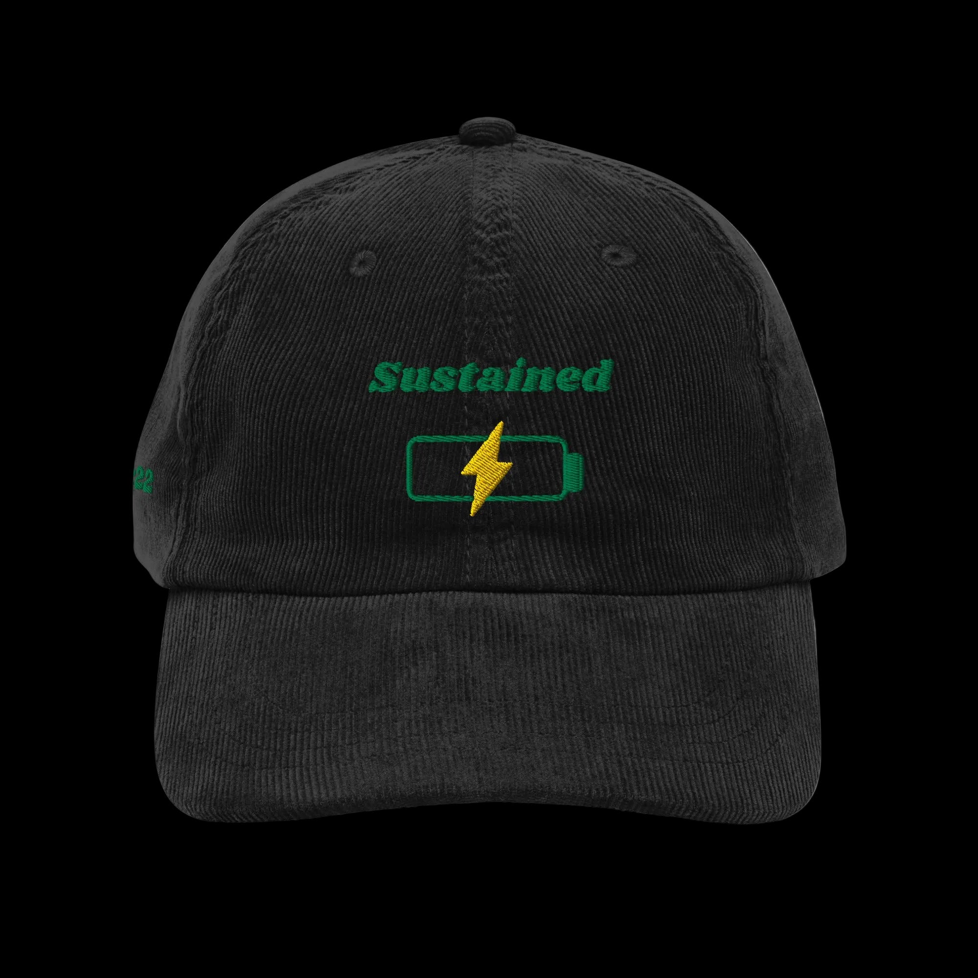 Sustained Vintage corduroy cap - Black, front