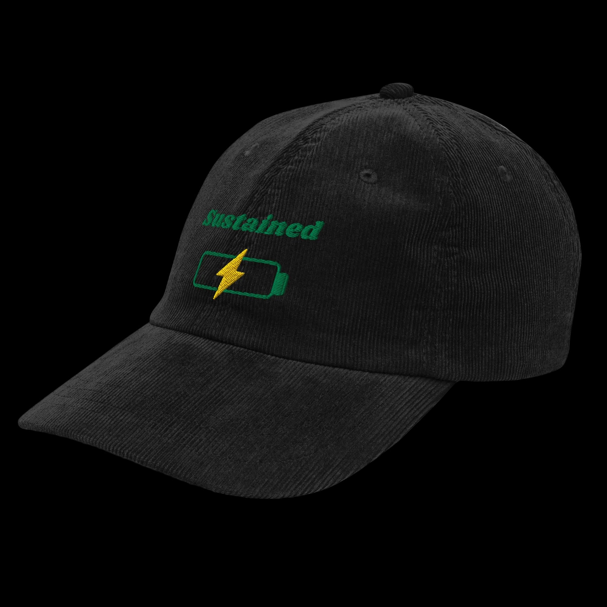 Sustained Vintage corduroy cap - Black, left front