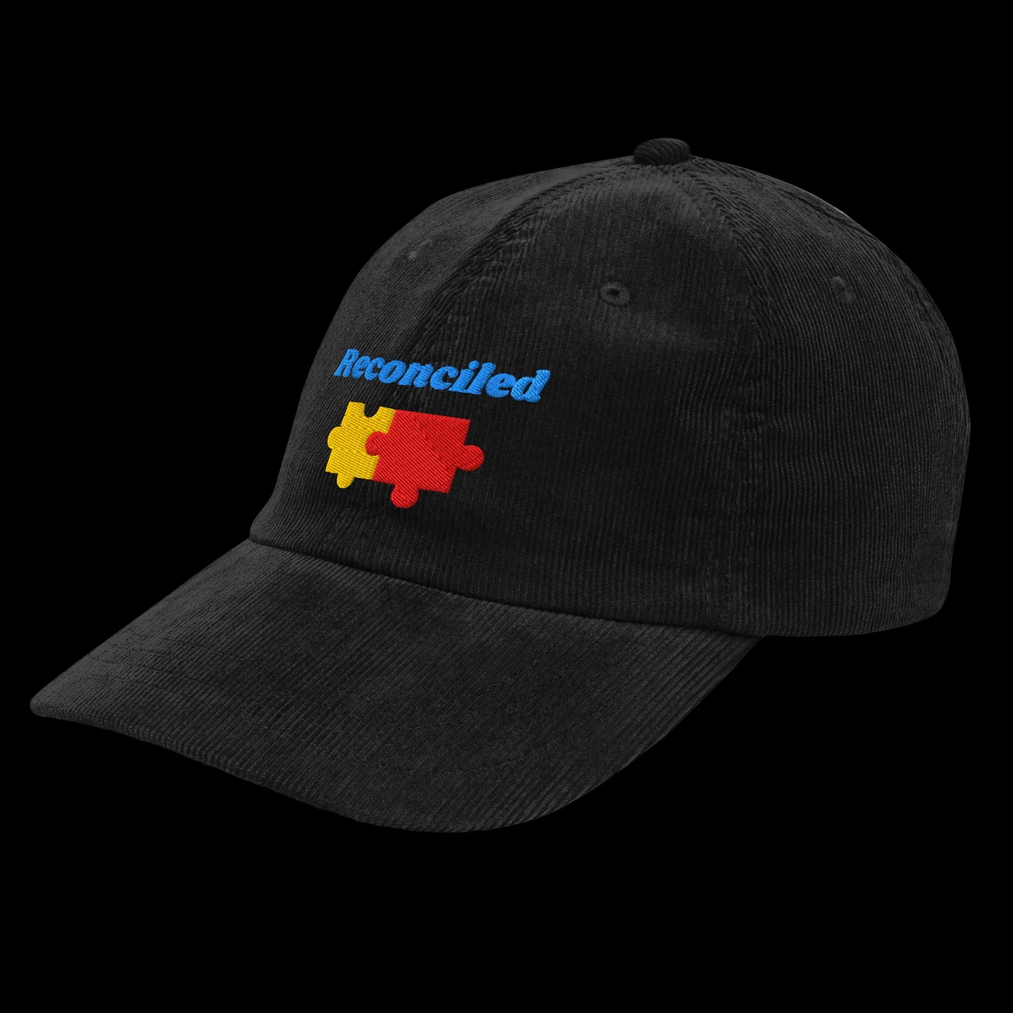 Reconciled Vintage corduroy cap - Black, left front
