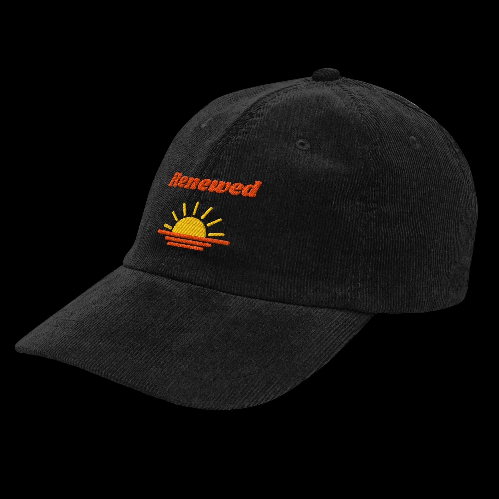 Renewed Vintage corduroy cap - Black, left front