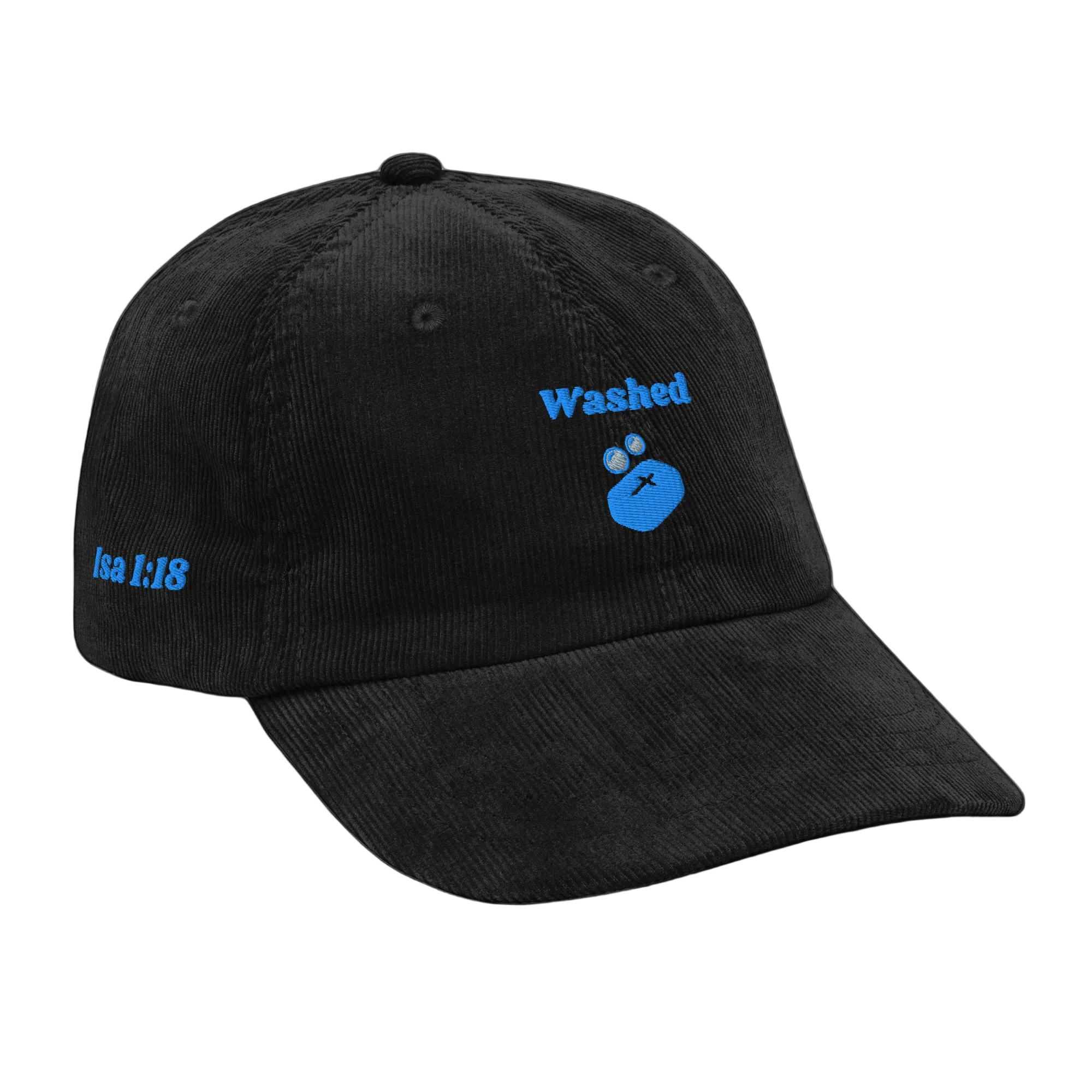 Washed Vintage corduroy cap - Black, right front