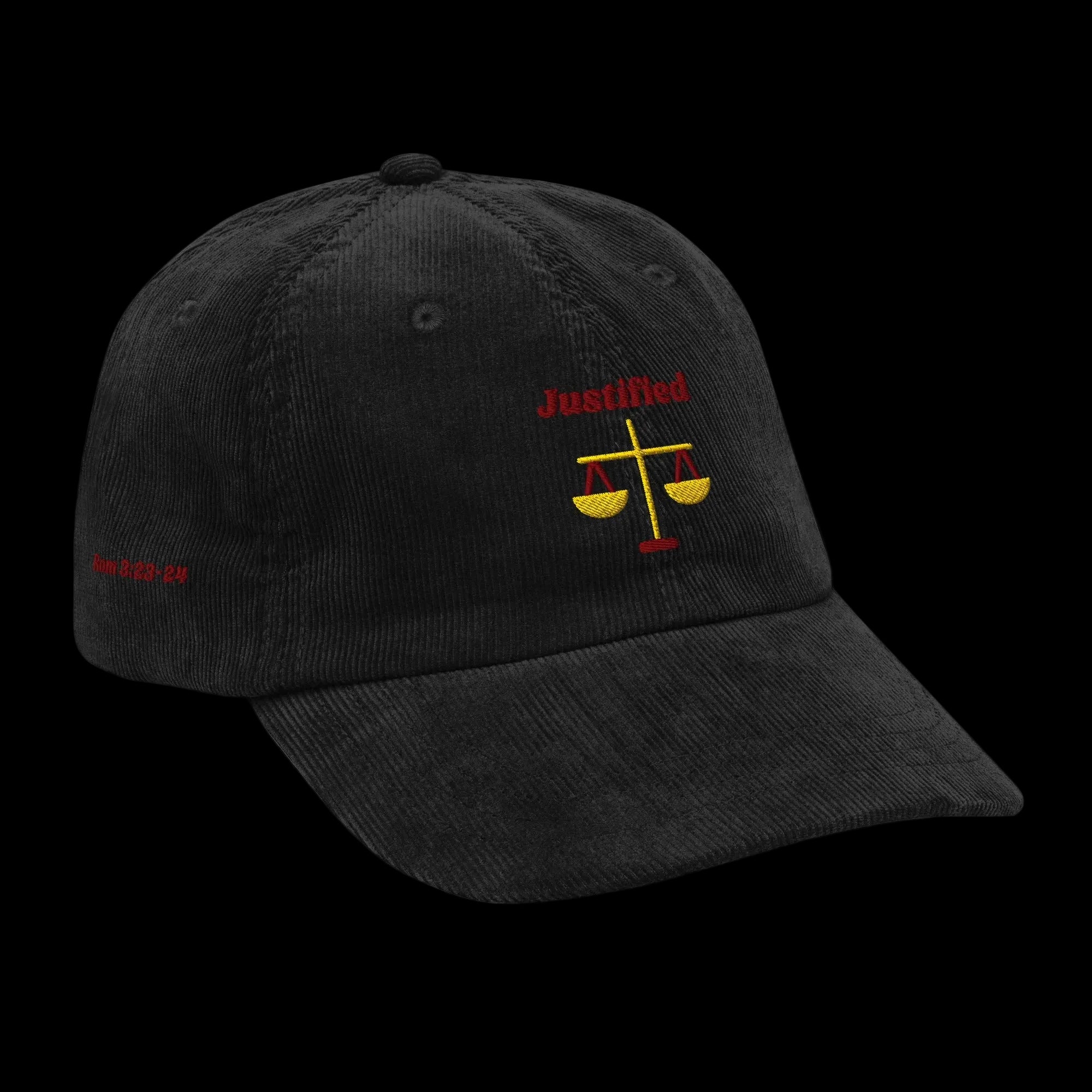 Justified Vintage corduroy cap - Black, right front
