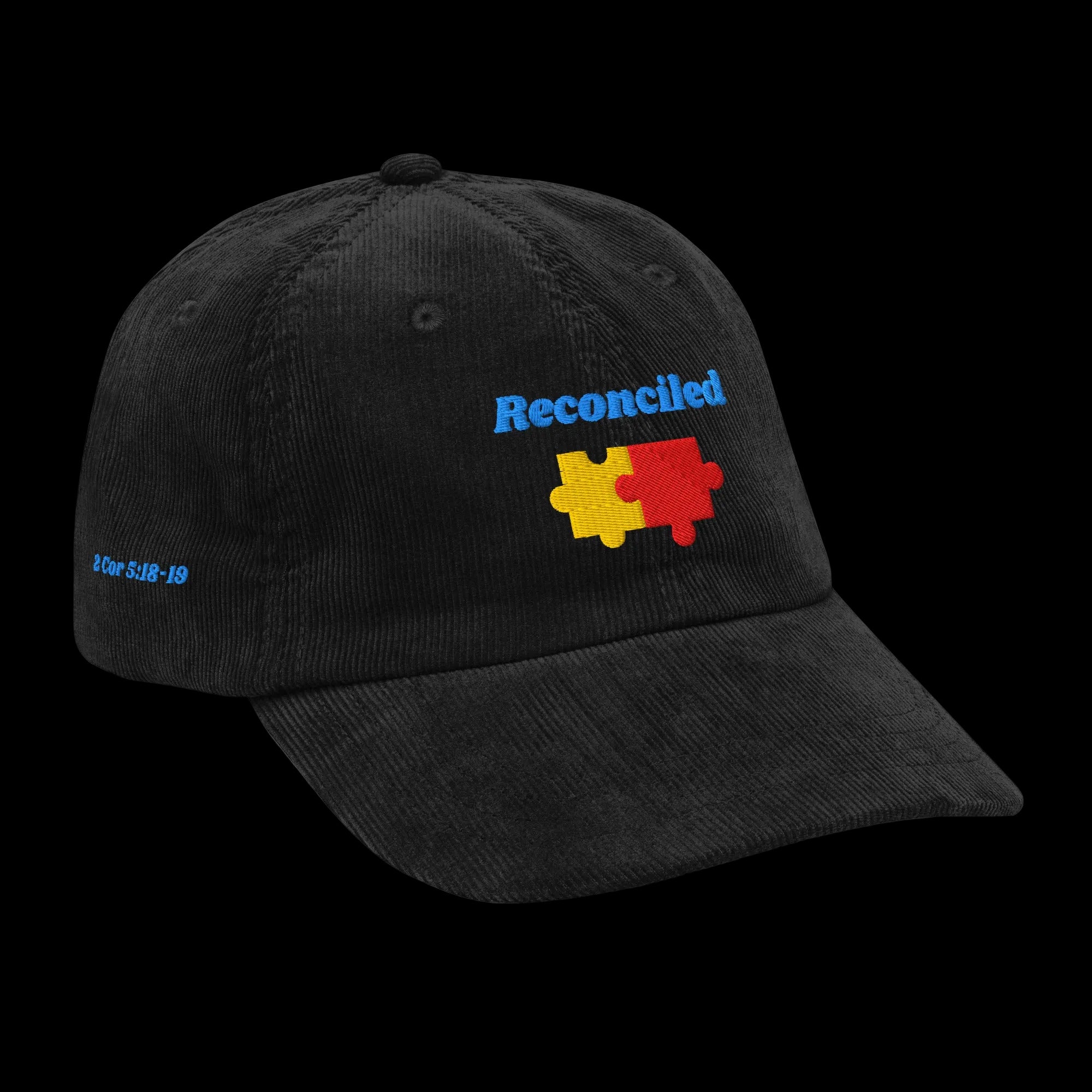 Reconciled Vintage corduroy cap - Black, right front