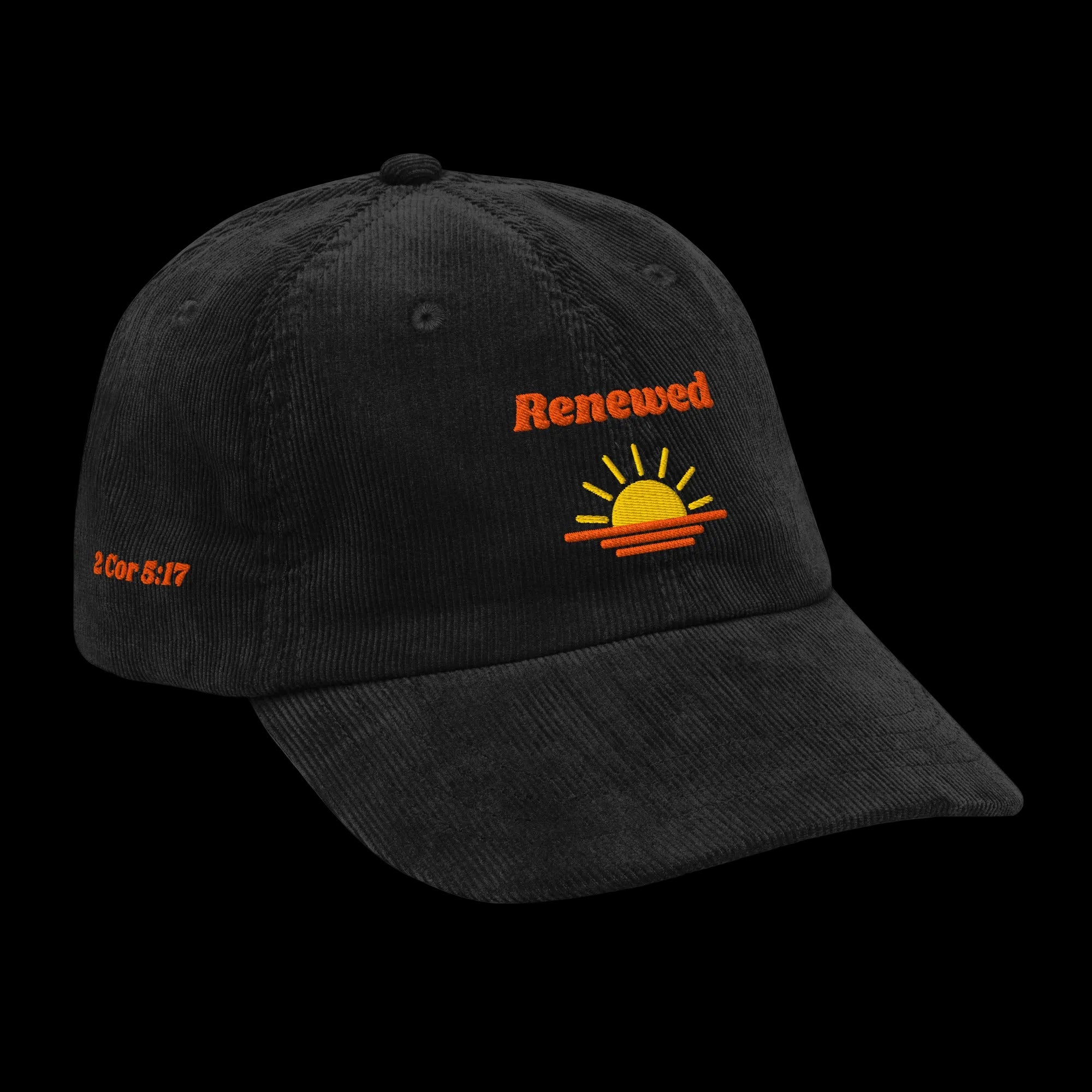 Renewed Vintage corduroy cap - Black, right front