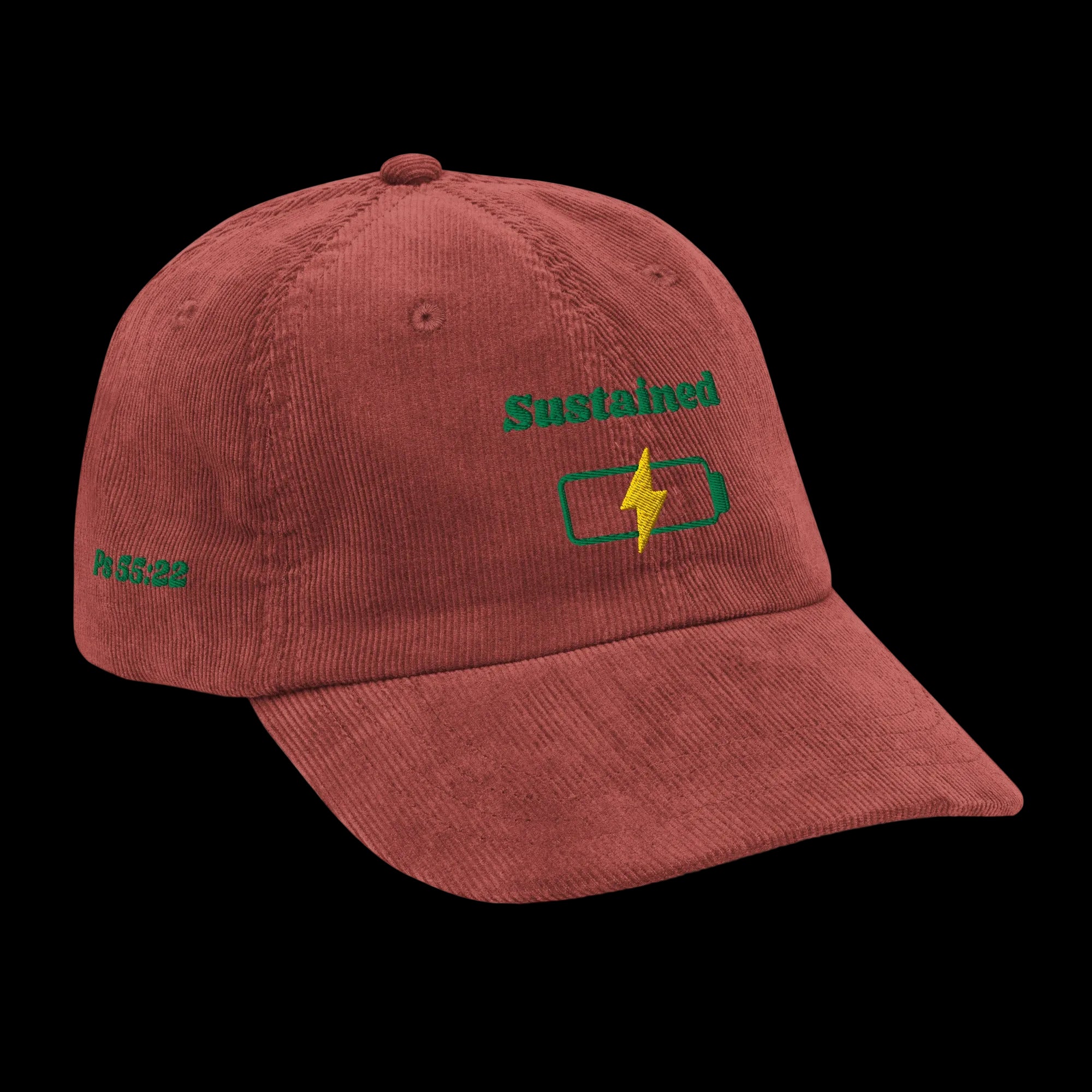 Sustained Vintage corduroy cap - Burgundy, right front