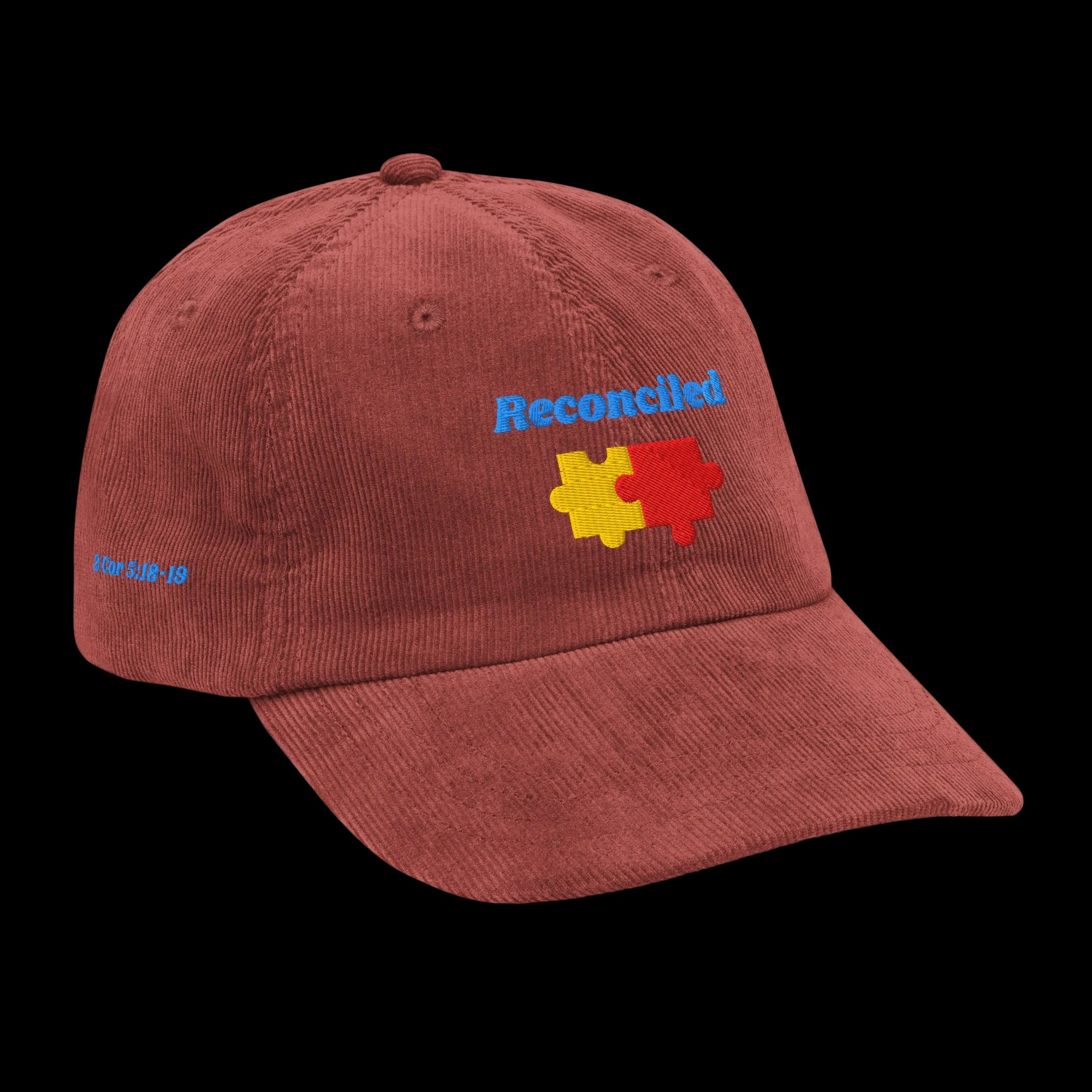 Reconciled Vintage corduroy cap - Burgundy, right front