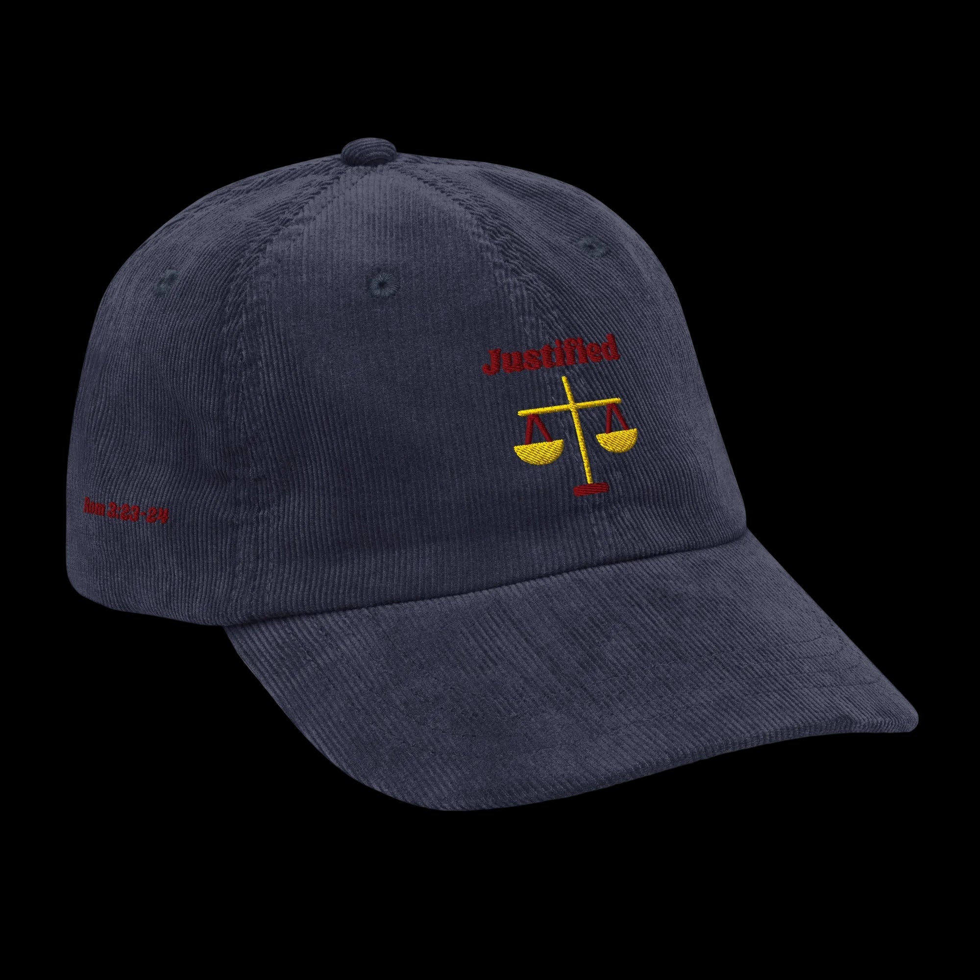 Justified Vintage corduroy cap - Navy, right front