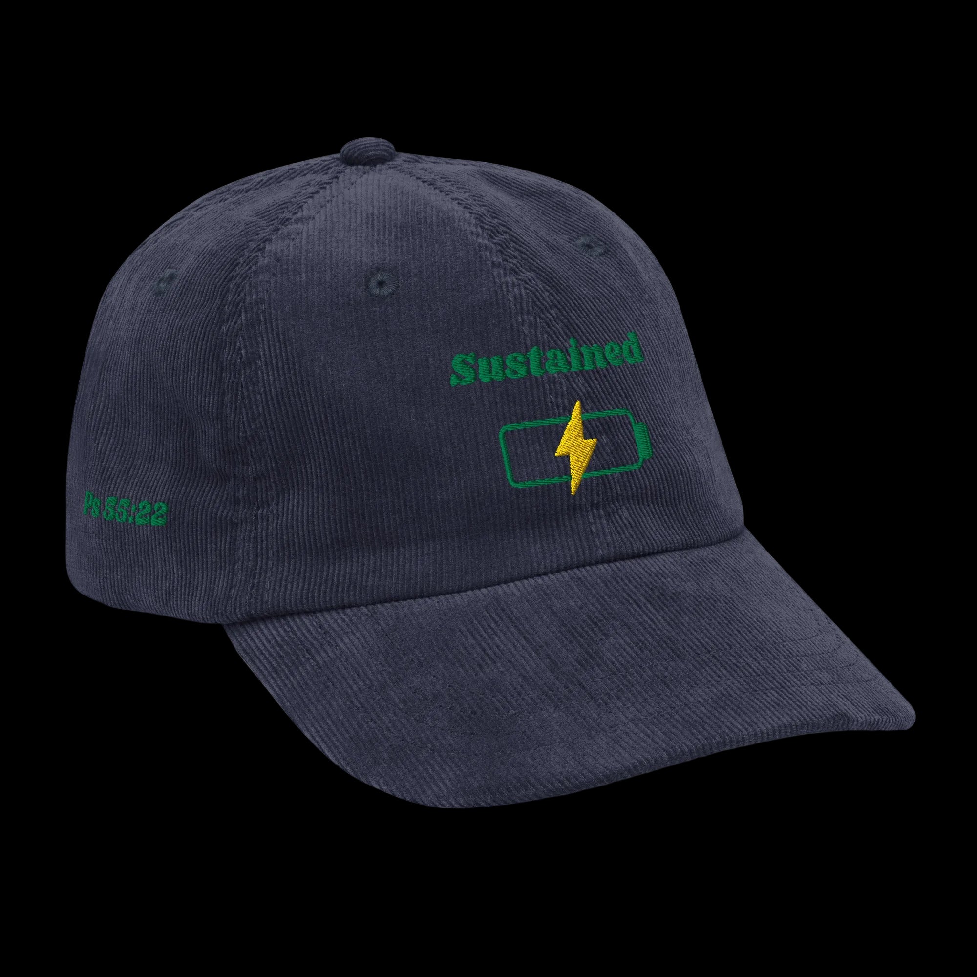 Sustained Vintage corduroy cap - Navy, right front