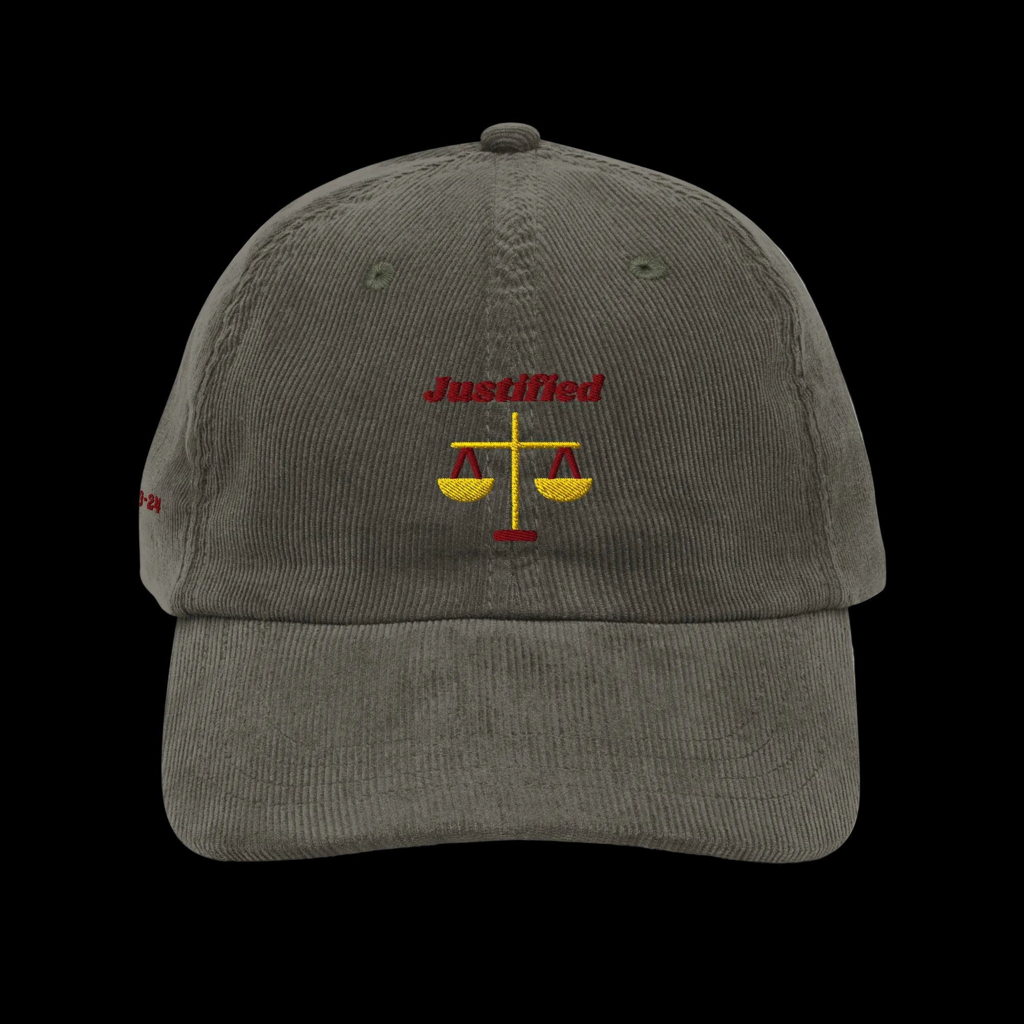 Justified Vintage corduroy cap - Olive, front